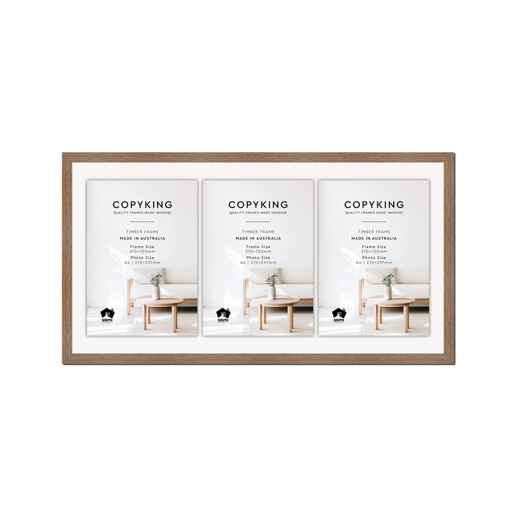 Grove Taupe 20mm Wood Certificate Frame - 370mm x 720mm - 3 Certificates (A4)