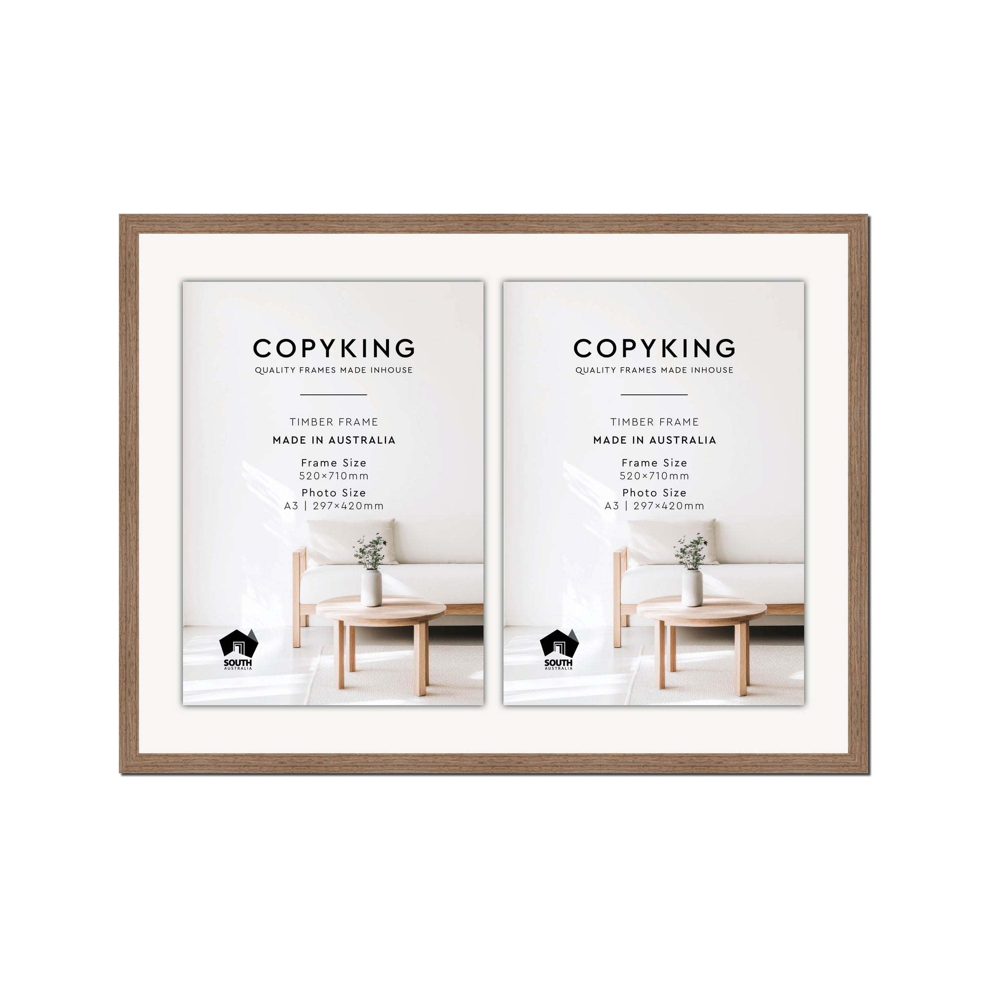 Grove Taupe 20mm Wood Certificate Frame - 520mm x 710mm - 2 Certificates (A3)