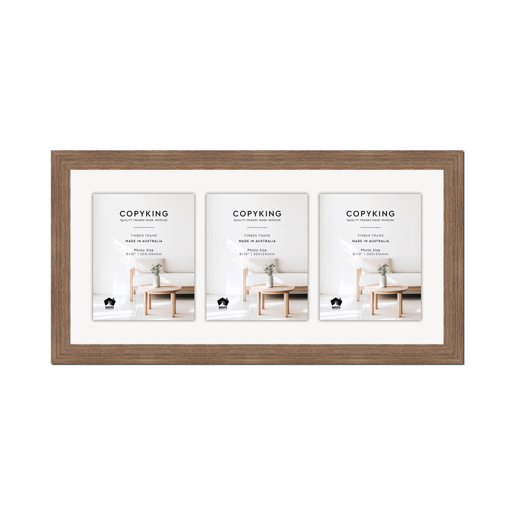 Grove Taupe 40mm Wood Collage Photo Frame - 14" x 30" - 3 Photos (8" x 10")