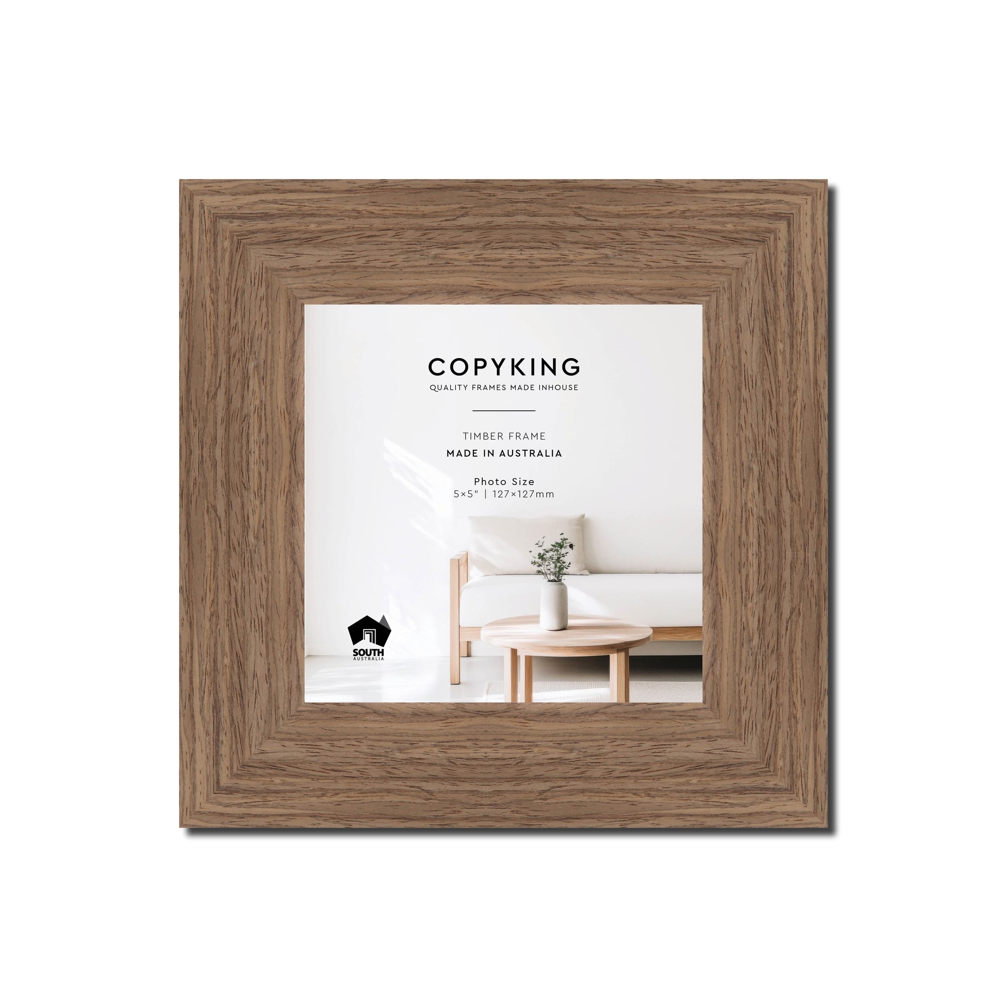 Grove Taupe 40mm Wood Square Photo Frame - 5" x 5" (127mm x 127mm)