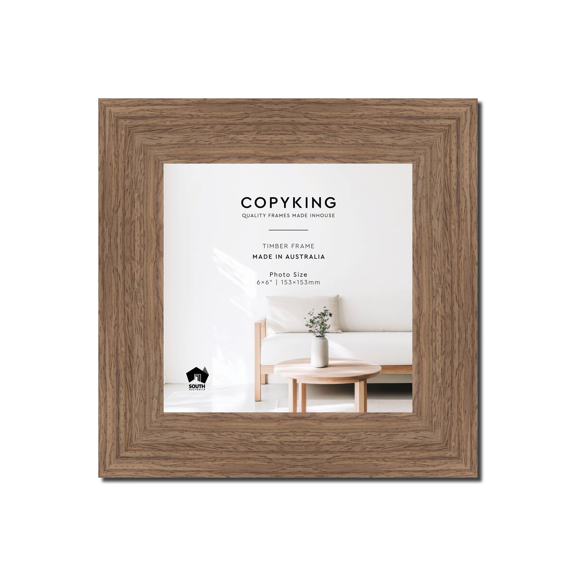 Grove Taupe 40mm Wood Square Photo Frame - 6" x 6" (153mm x 153mm)