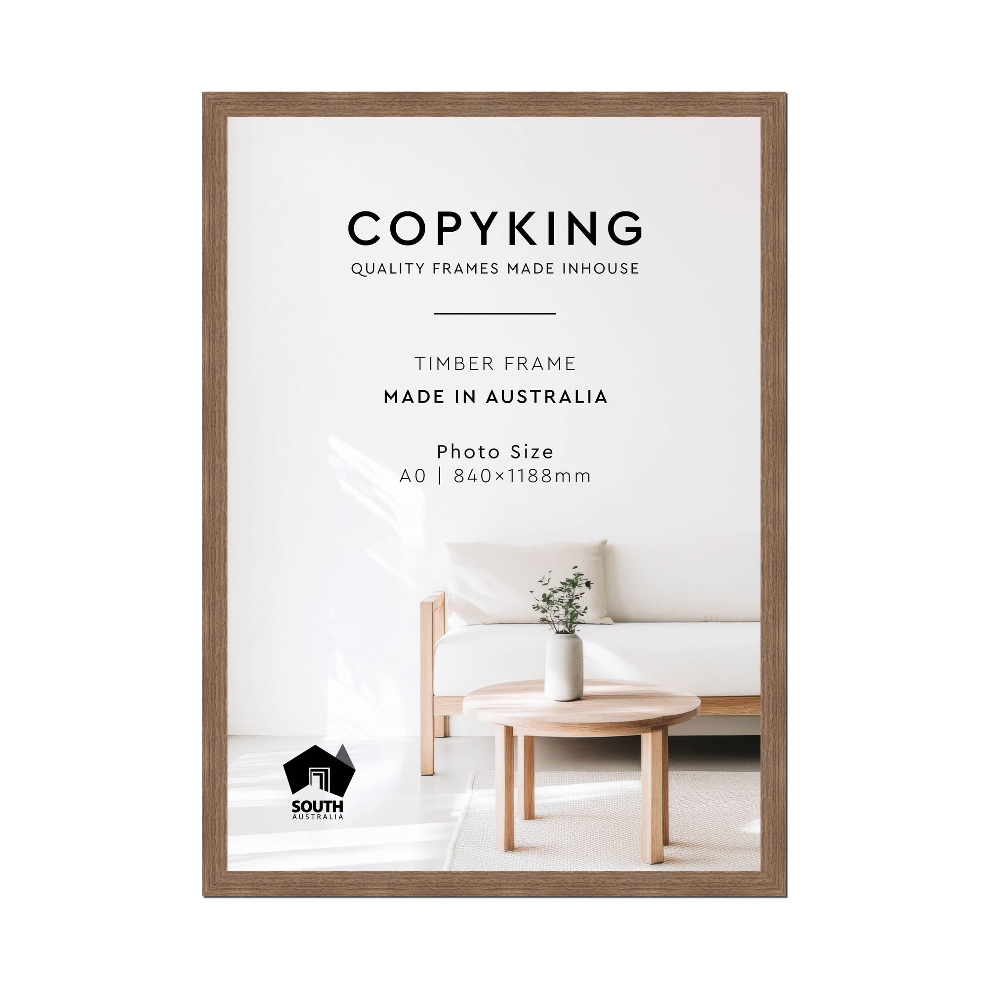 Grove Taupe 40mm Wood Poster Frame - A0 (840mm x 1188mm)