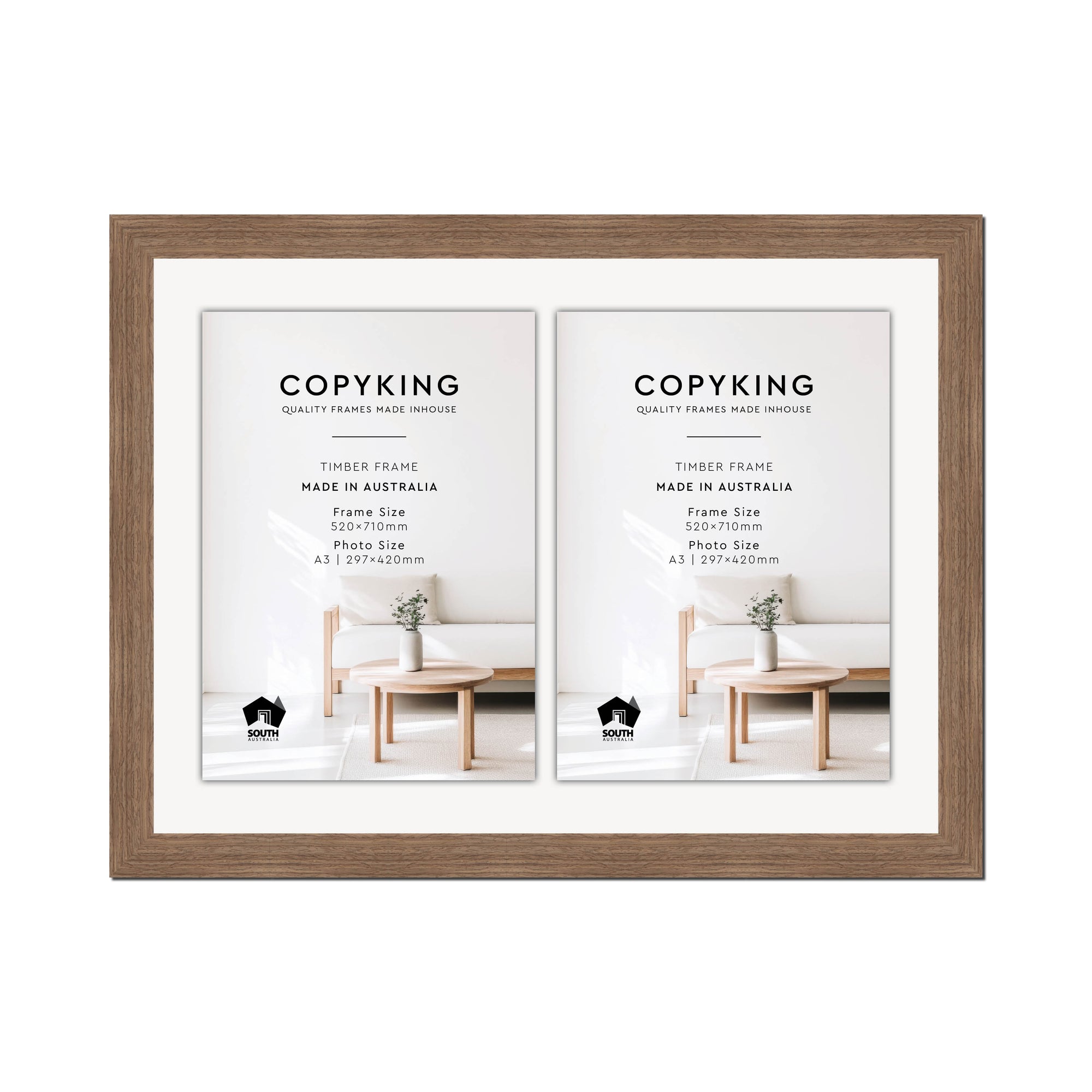 Grove Taupe 40mm Wood Certificate Frame - 520mm x 710mm - 2 Certificates (A3)