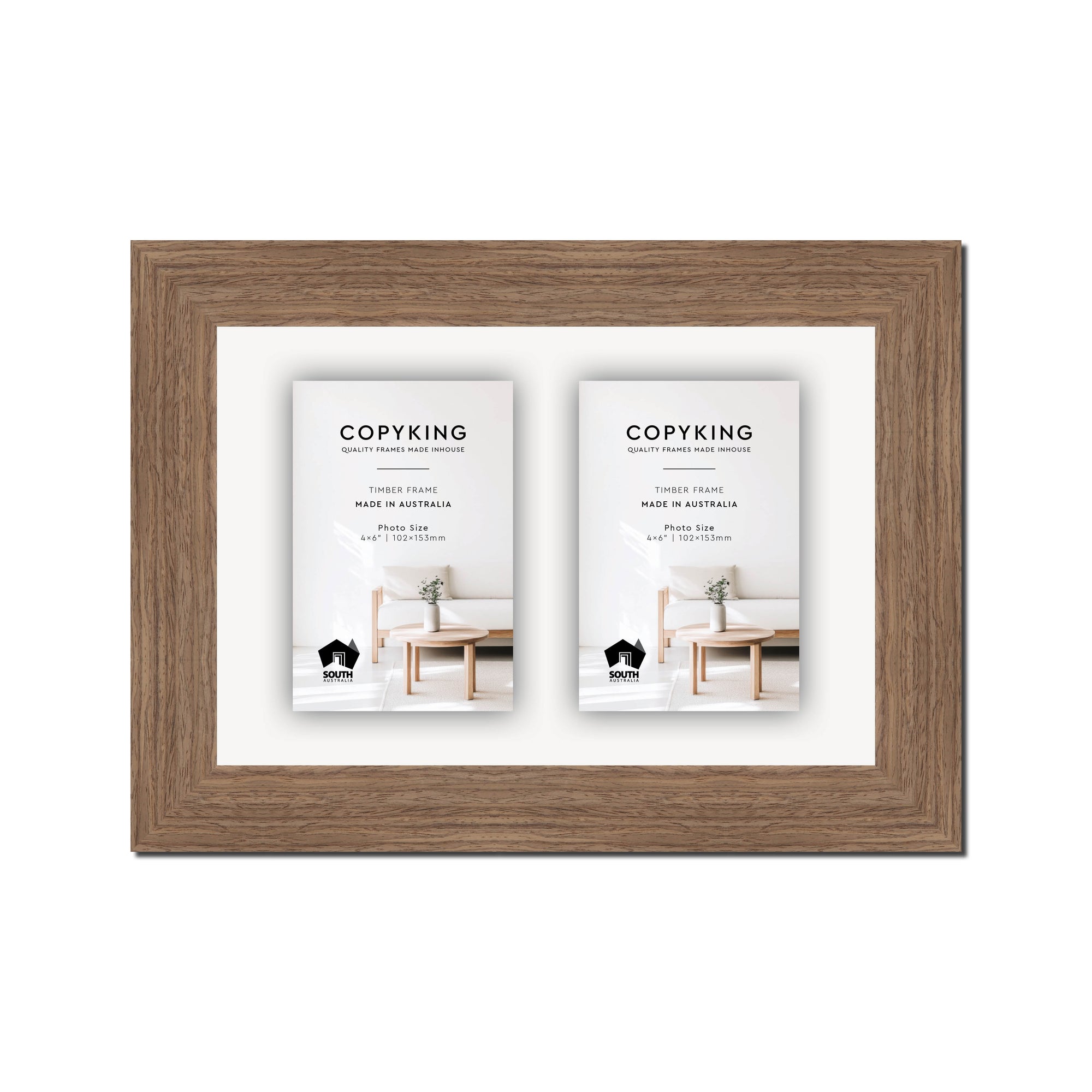 Grove Taupe 40mm Wood Collage Photo Frame - 8" x 12" - 2 Photos (4" x 6")