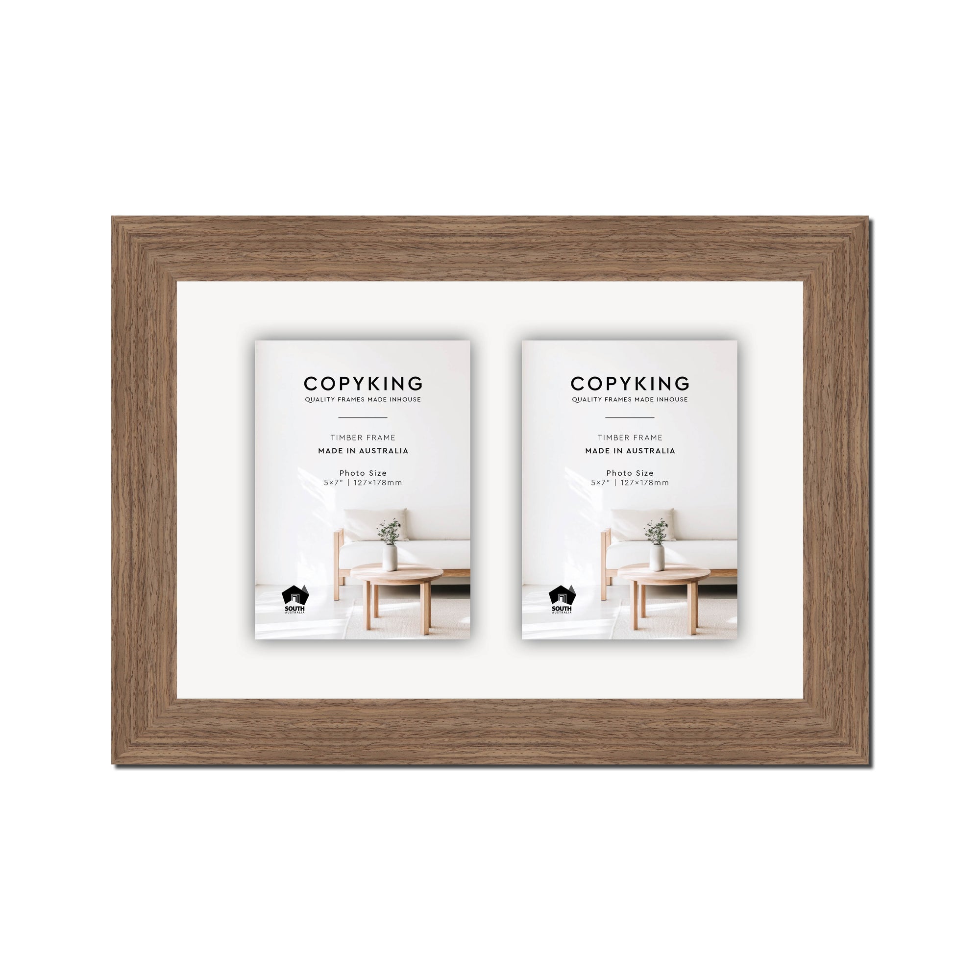 Grove Taupe 40mm Wood Collage Photo Frame - 10" x 15" - 2 Photos (5" x 7")