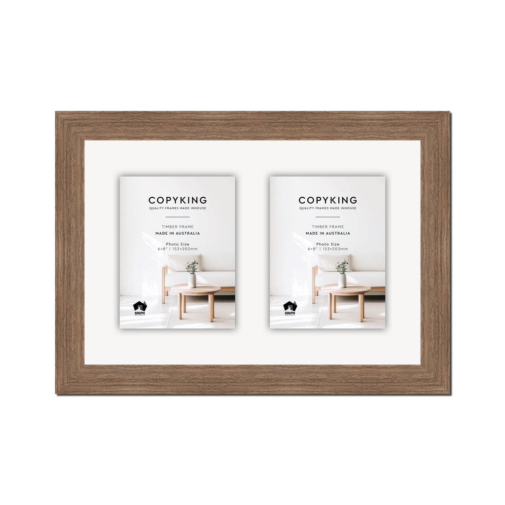 Grove Taupe 40mm Wood Collage Photo Frame - 12" x 18" - 2 Photos (6" x 8")