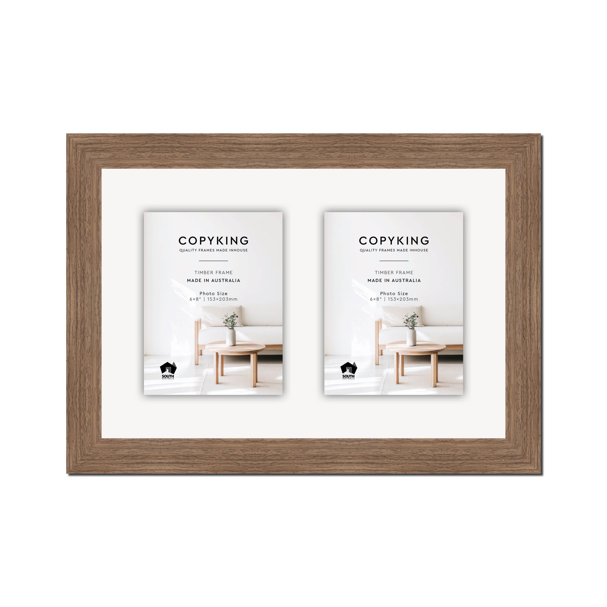 Grove Taupe 40mm Wood Collage Photo Frame - 12" x 18" - 2 Photos (6" x 8")