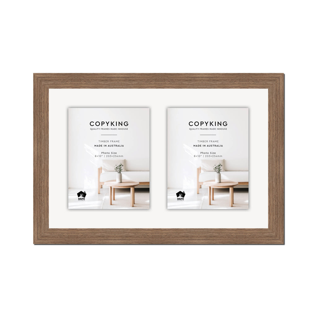 Grove Taupe 40mm Wood Collage Photo Frame - 14" x 22" - 2 Photos (8" x 10")