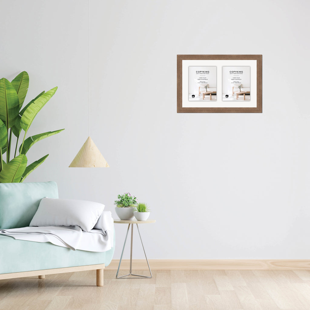 Grove Taupe 40mm Wood Collage Photo Frame - 14" x 22" - 2 Photos (8" x 10")