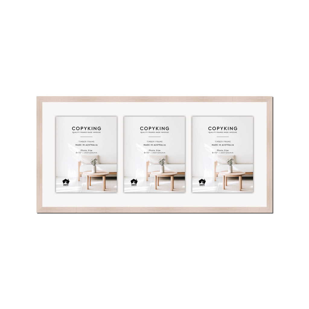 Grove White 20mm Wood Collage Photo Frame - 14" x 30" - 3 Photos (8" x 10")