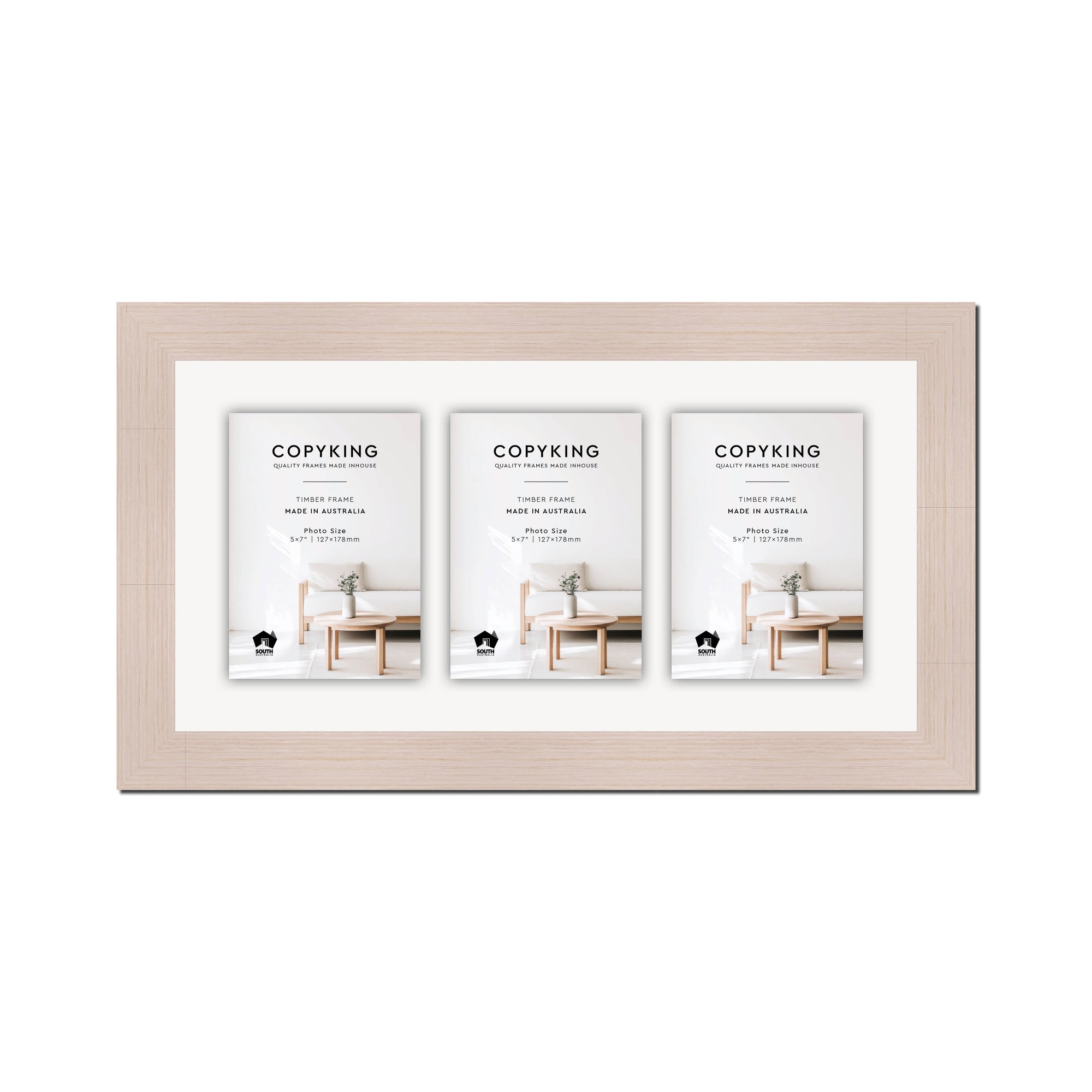 Grove White 40mm Wood Collage Photo Frame - 10" x 20" - 3 Photos (5" x 7")