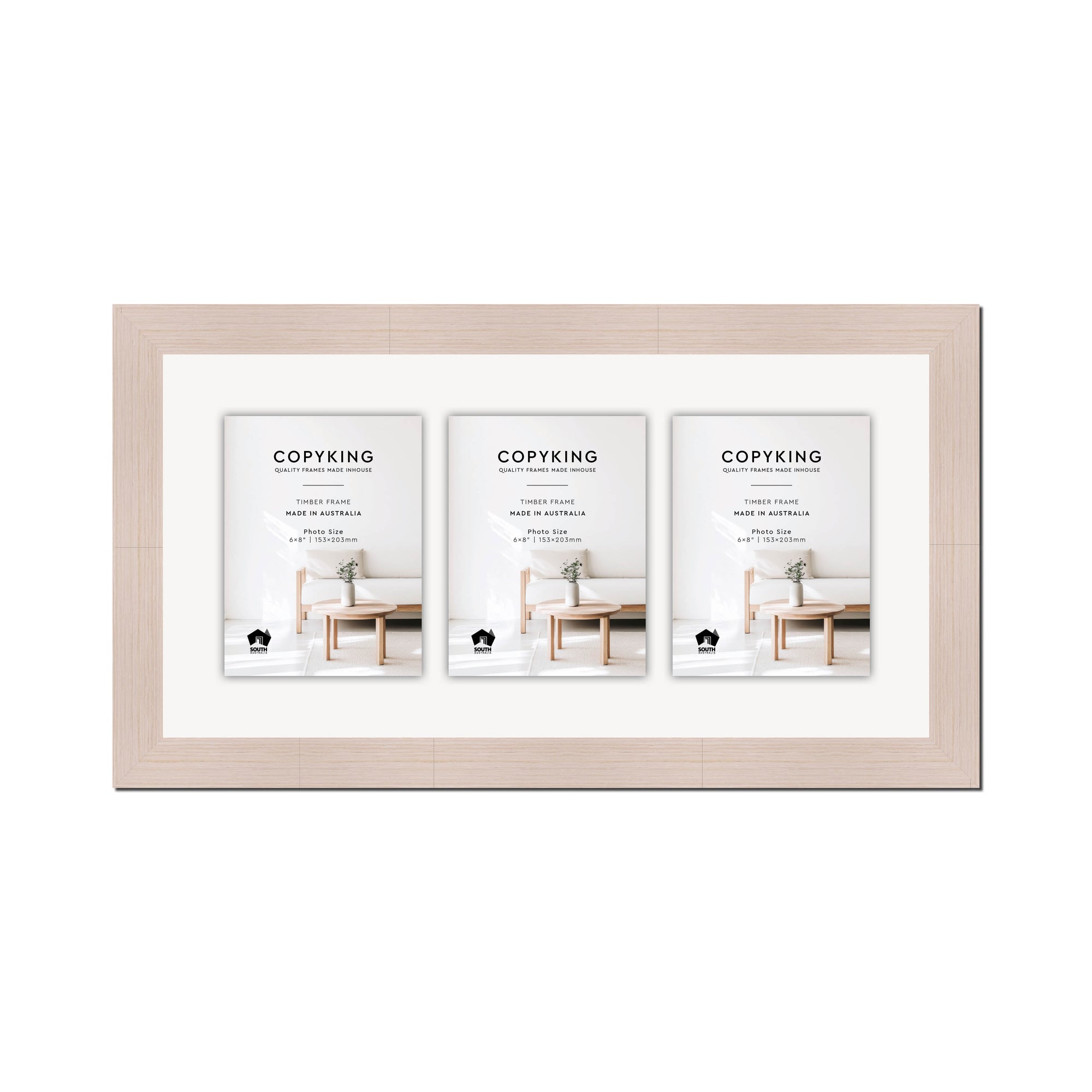 Grove White 40mm Wood Collage Photo Frame - 12" x 24" - 3 Photos (6" x 8")