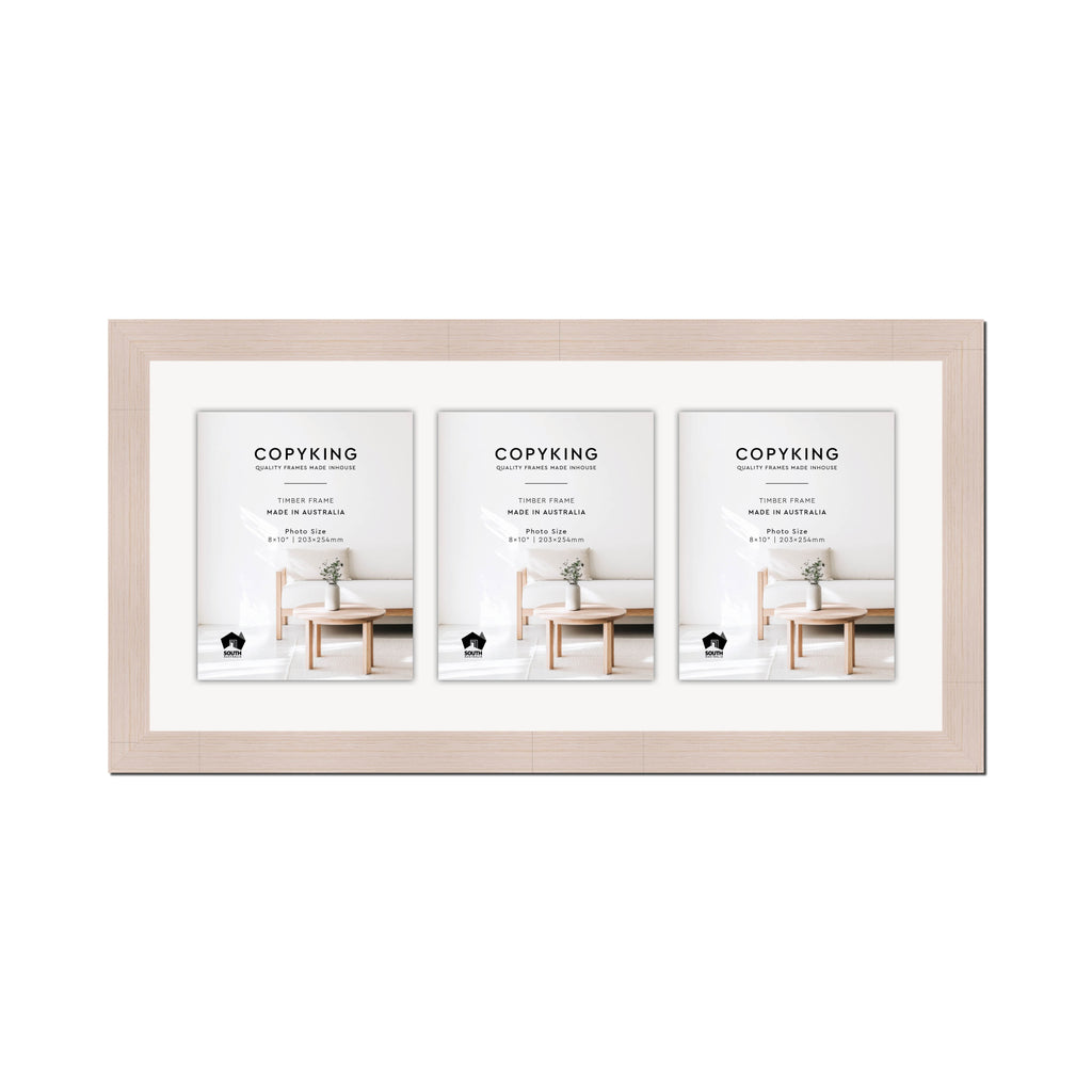Grove White 40mm Wood Collage Photo Frame - 14" x 30" - 3 Photos (8" x 10")