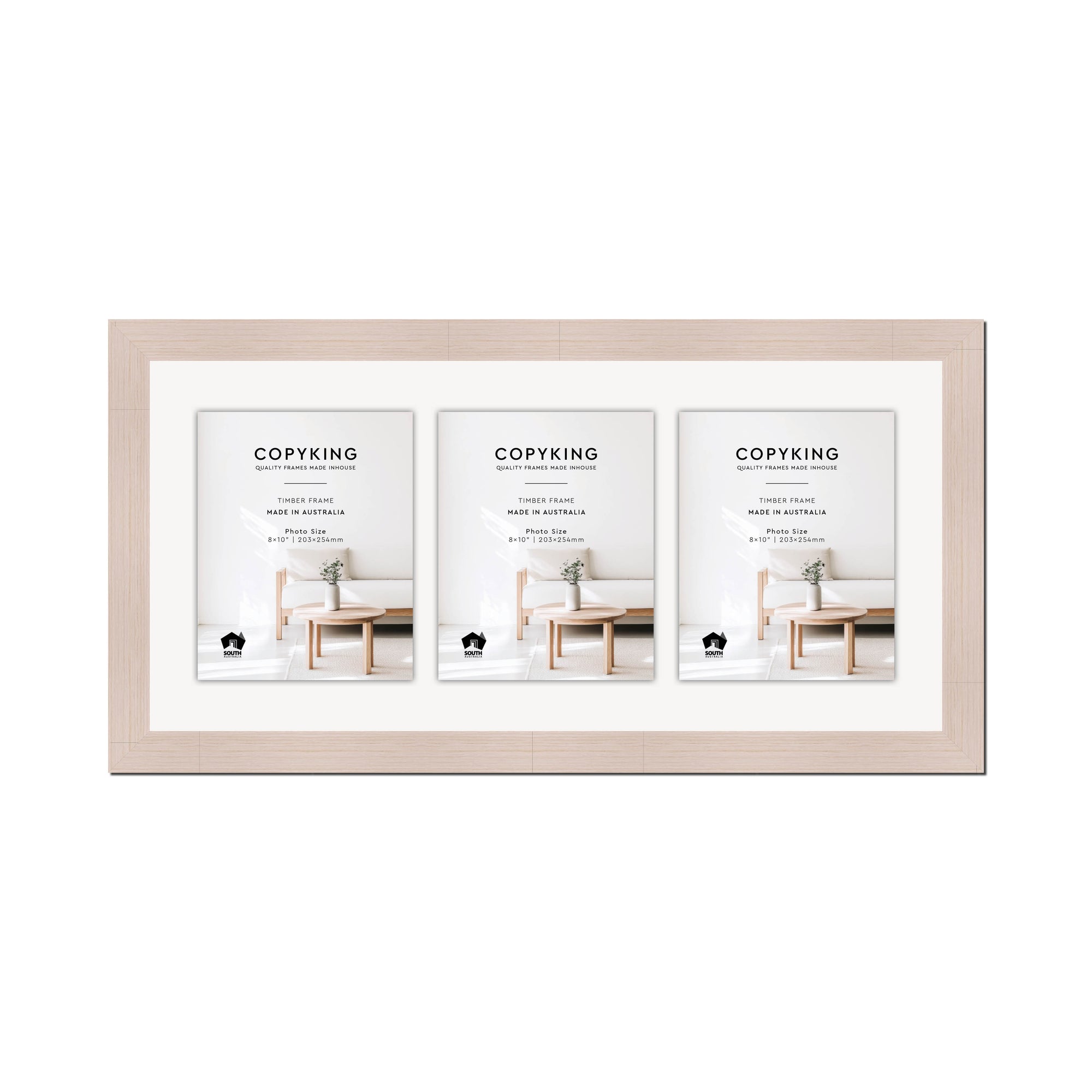 Grove White 40mm Wood Collage Photo Frame - 14" x 30" - 3 Photos (8" x 10")