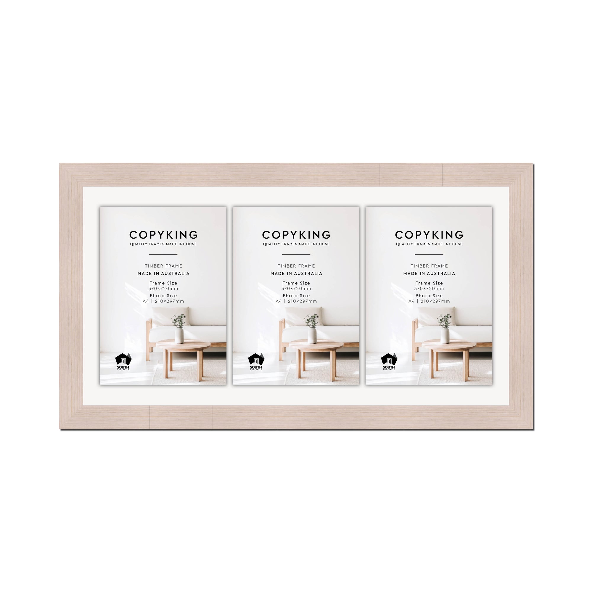 Grove White 40mm Wood Certificate Frame - 370mm x 720mm - 3 Certificates (A4)
