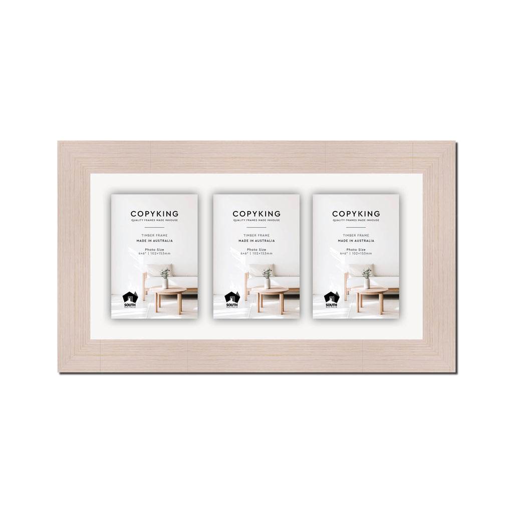 Grove White 40mm Wood Collage Photo Frame - 8" x 16" - 3 Photos (4" x 6")