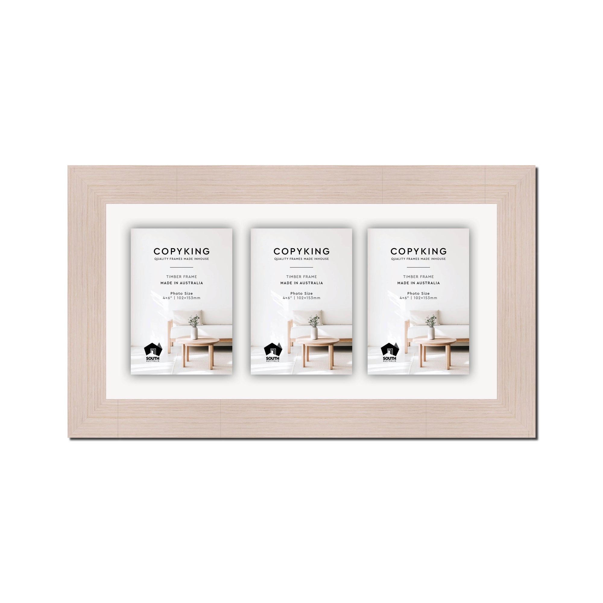 Grove White 40mm Wood Collage Photo Frame - 8" x 16" - 3 Photos (4" x 6")