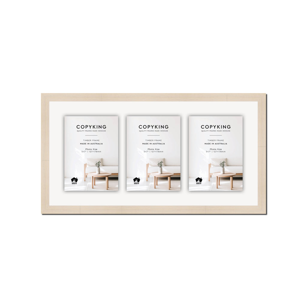 Grove White Lime 20mm Wood Collage Photo Frame - 10" x 20" - 3 Photos (5" x 7")