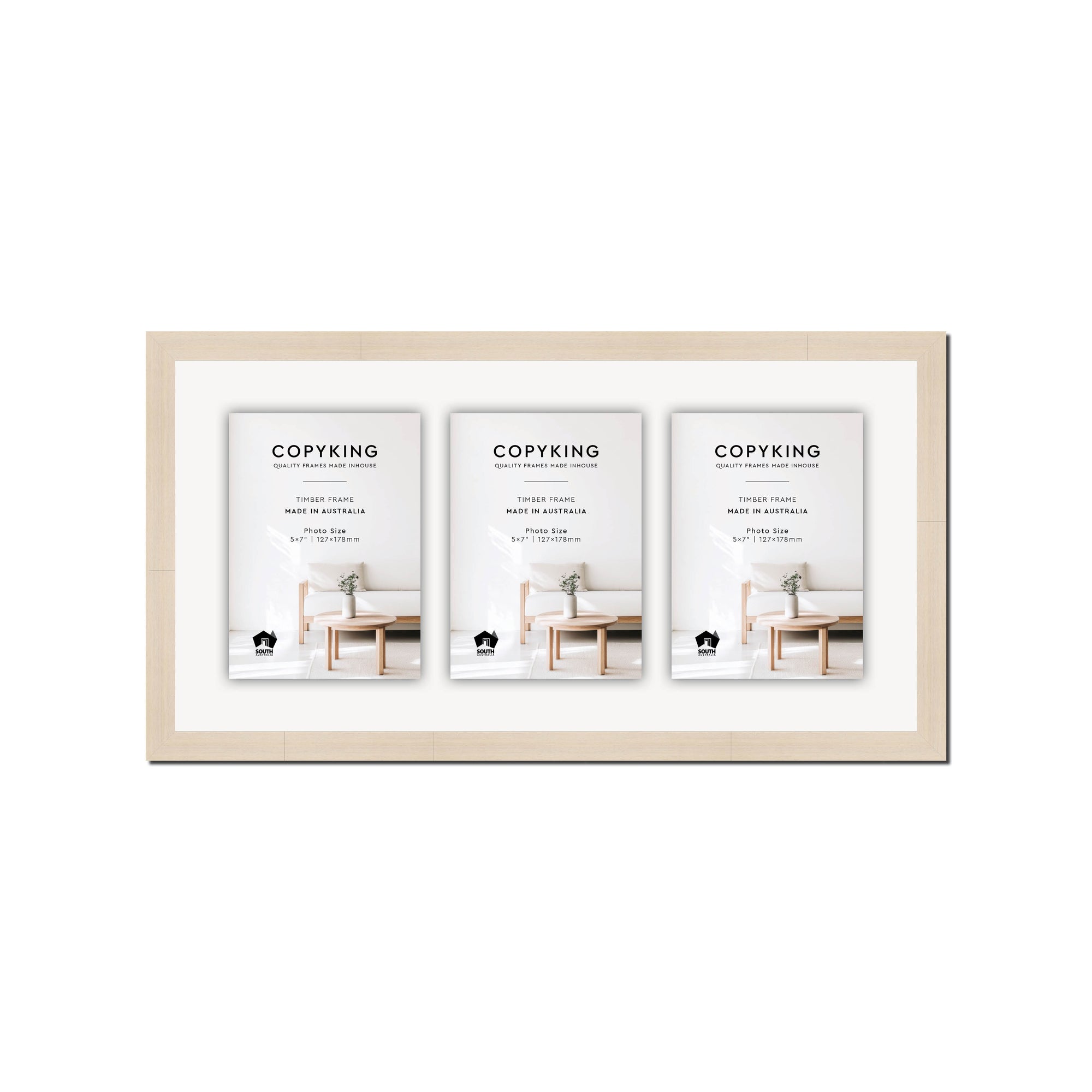 Grove White Lime 20mm Wood Collage Photo Frame - 10" x 20" - 3 Photos (5" x 7")