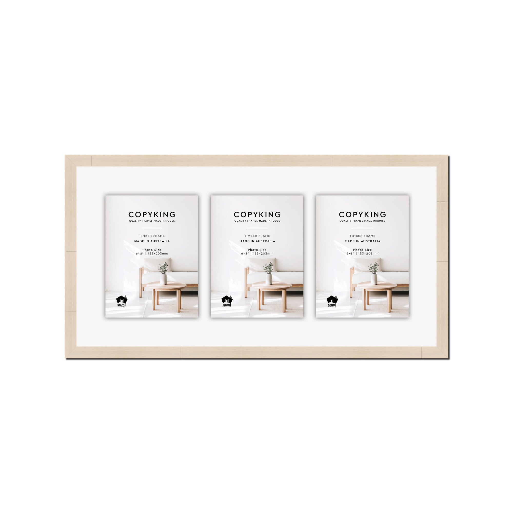 Grove White Lime 20mm Wood Collage Photo Frame - 12" x 24" - 3 Photos (6" x 8")
