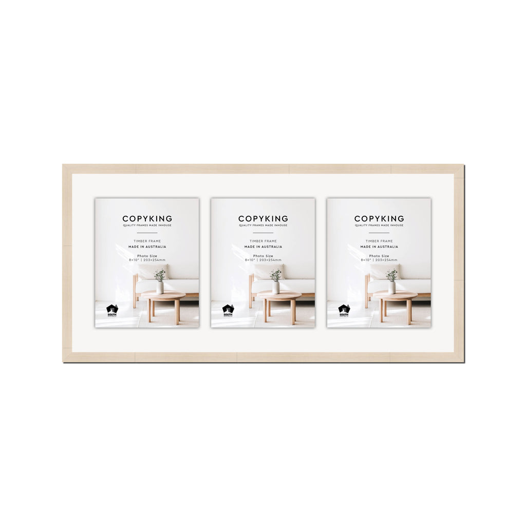 Grove White Lime 20mm Wood Collage Photo Frame - 14" x 30" - 3 Photos (8" x 10")