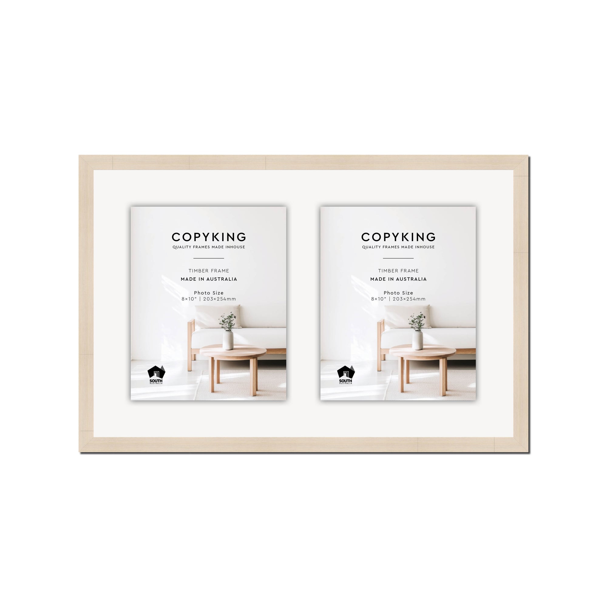 Grove White Lime 20mm Wood Collage Photo Frame - 14" x 22" - 2 Photos (8" x 10")