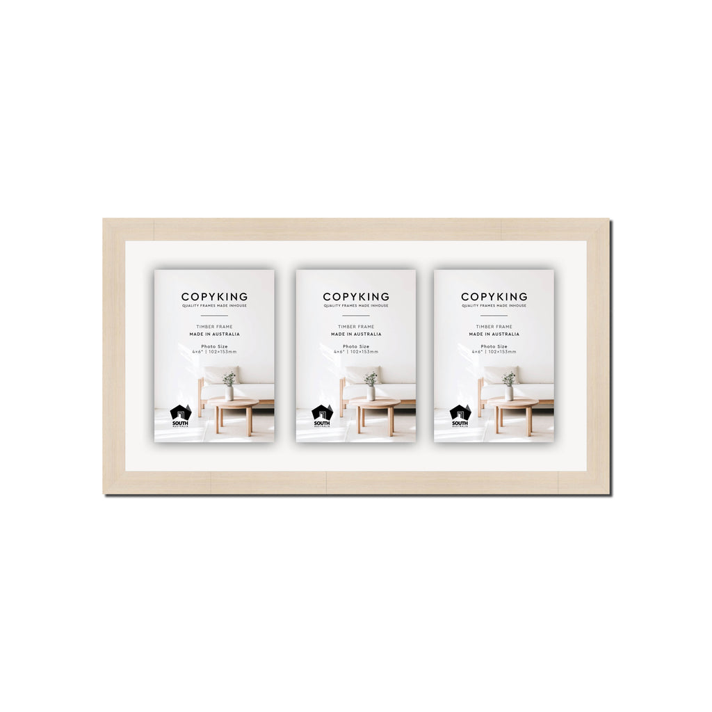 Grove White Lime 20mm Wood Collage Photo Frame - 8" x 16" - 3 Photos (4" x 6")