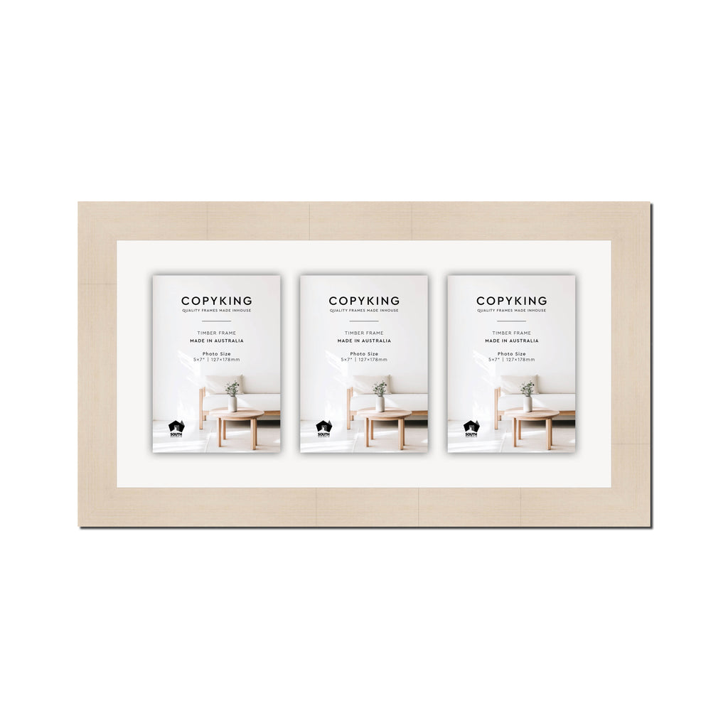 Grove White Lime 40mm Wood Collage Photo Frame - 10" x 20" - 3 Photos (5" x 7")