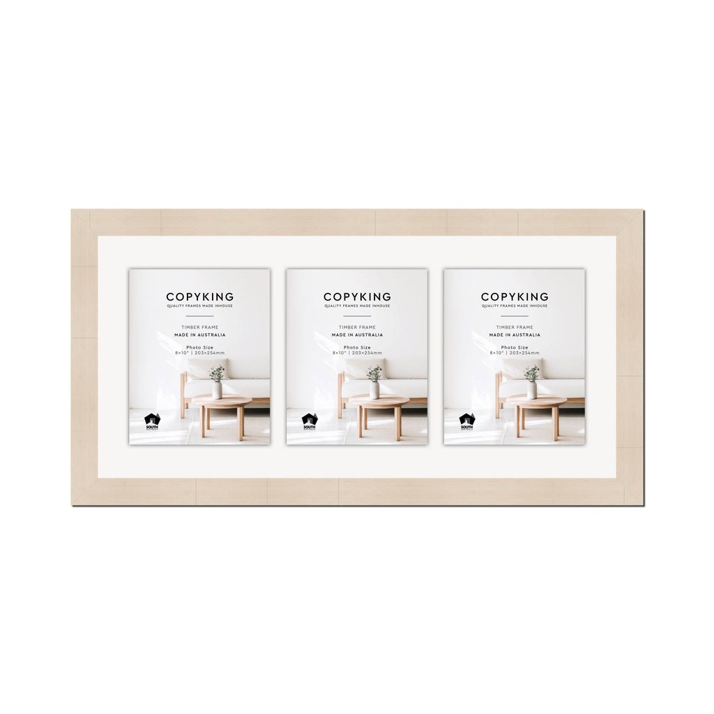 Grove White Lime 40mm Wood Collage Photo Frame - 14" x 30" - 3 Photos (8" x 10")