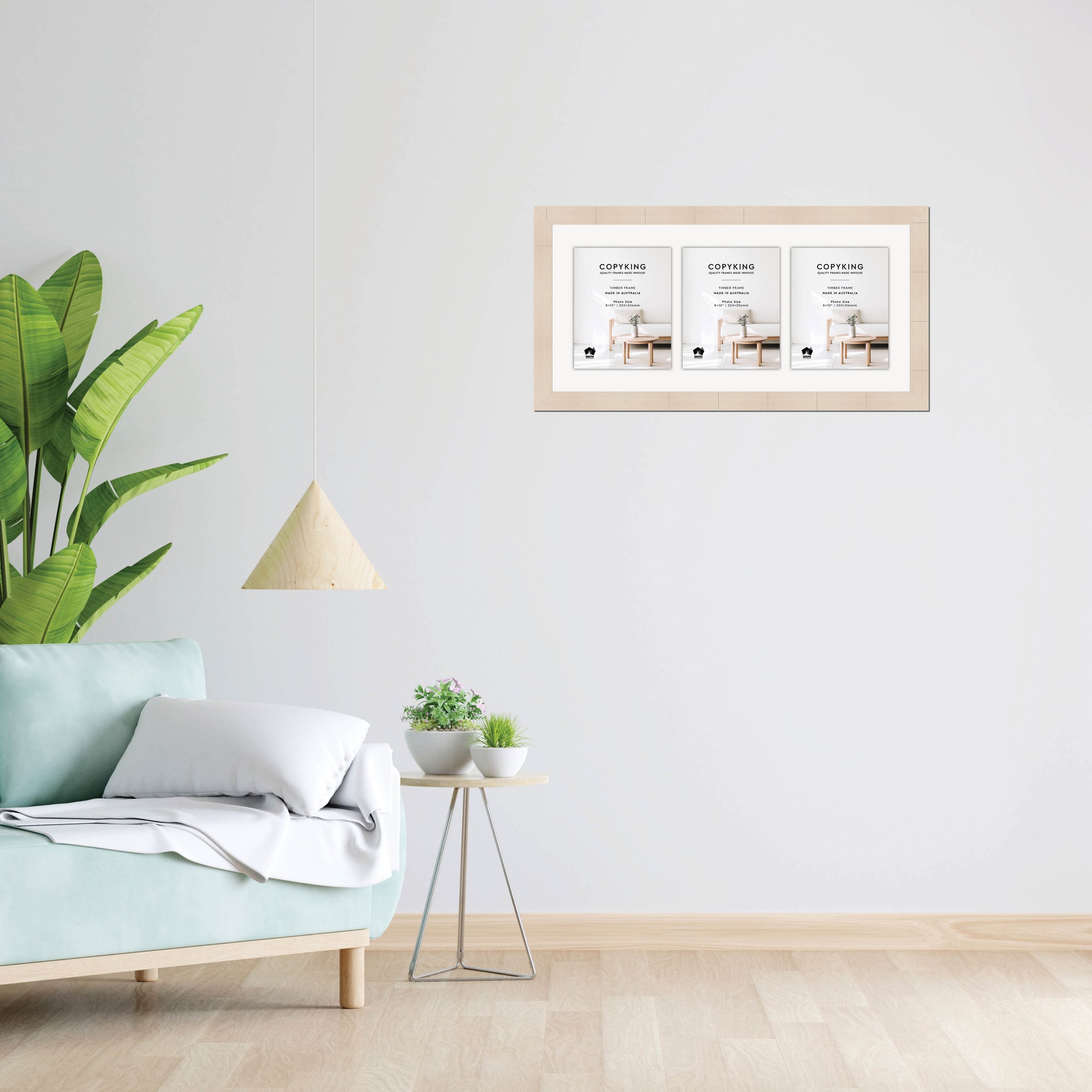 Grove White Lime 40mm Wood Collage Photo Frame - 14" x 30" - 3 Photos (8" x 10")