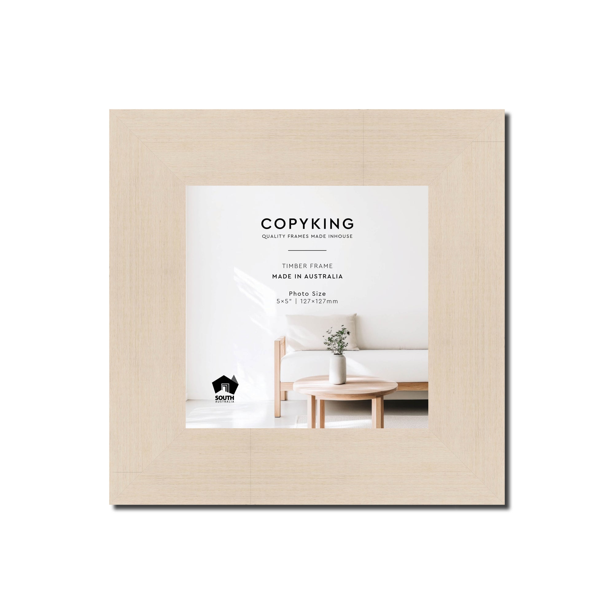 Grove White Lime 40mm Wood Square Photo Frame - 5" x 5" (127mm x 127mm)