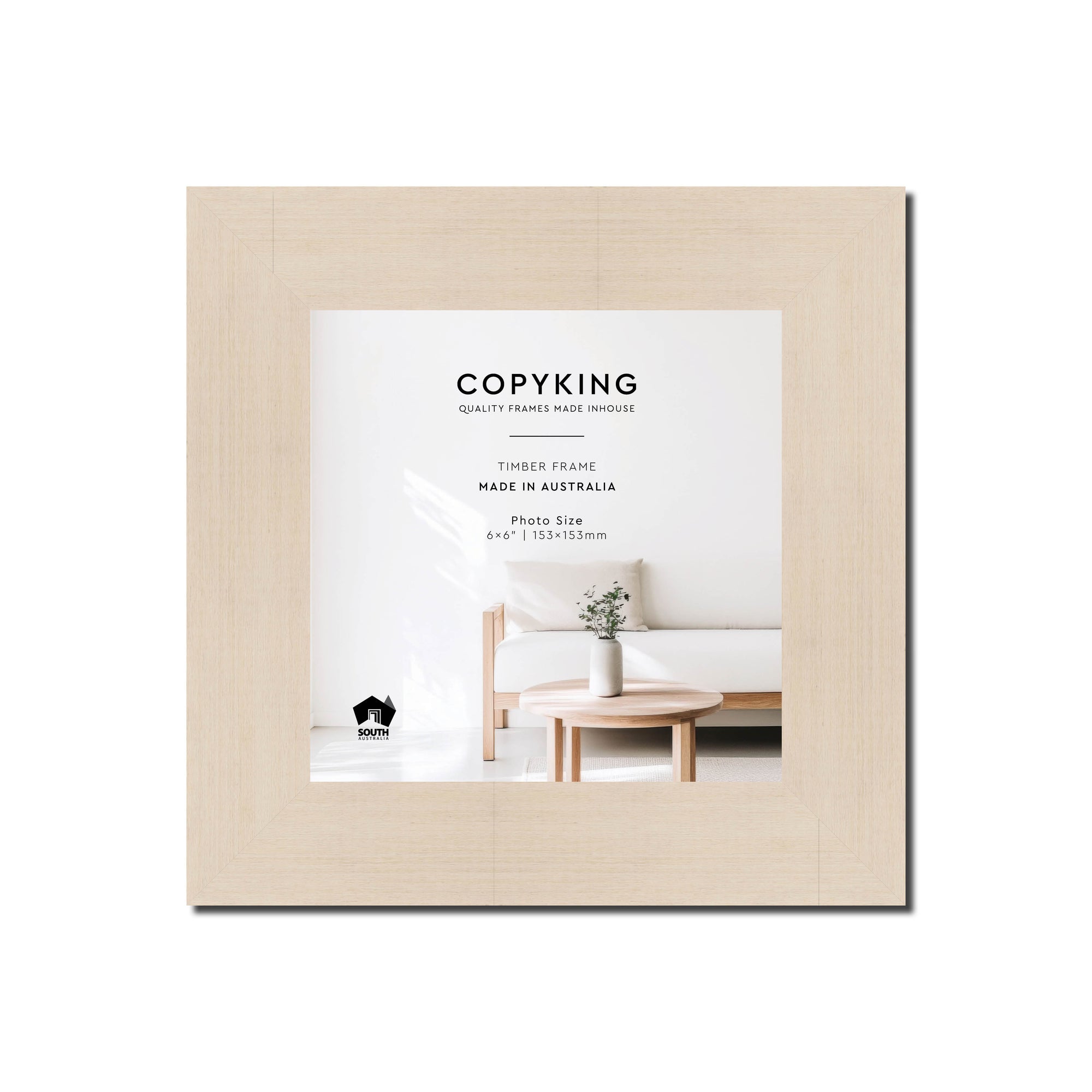 Grove White Lime 40mm Wood Square Photo Frame - 6" x 6" (153mm x 153mm)