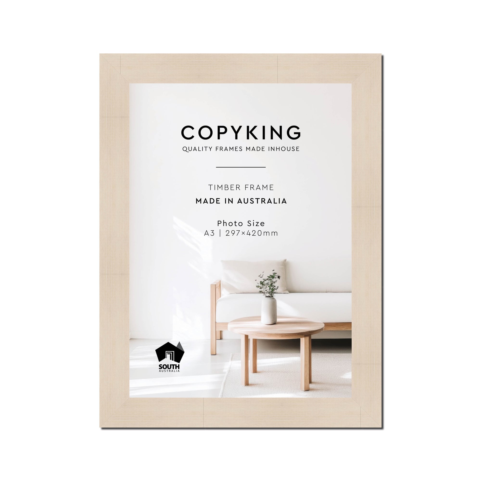 Grove White Lime 40mm Wood Poster Frame - A3 (297mm x 420mm)
