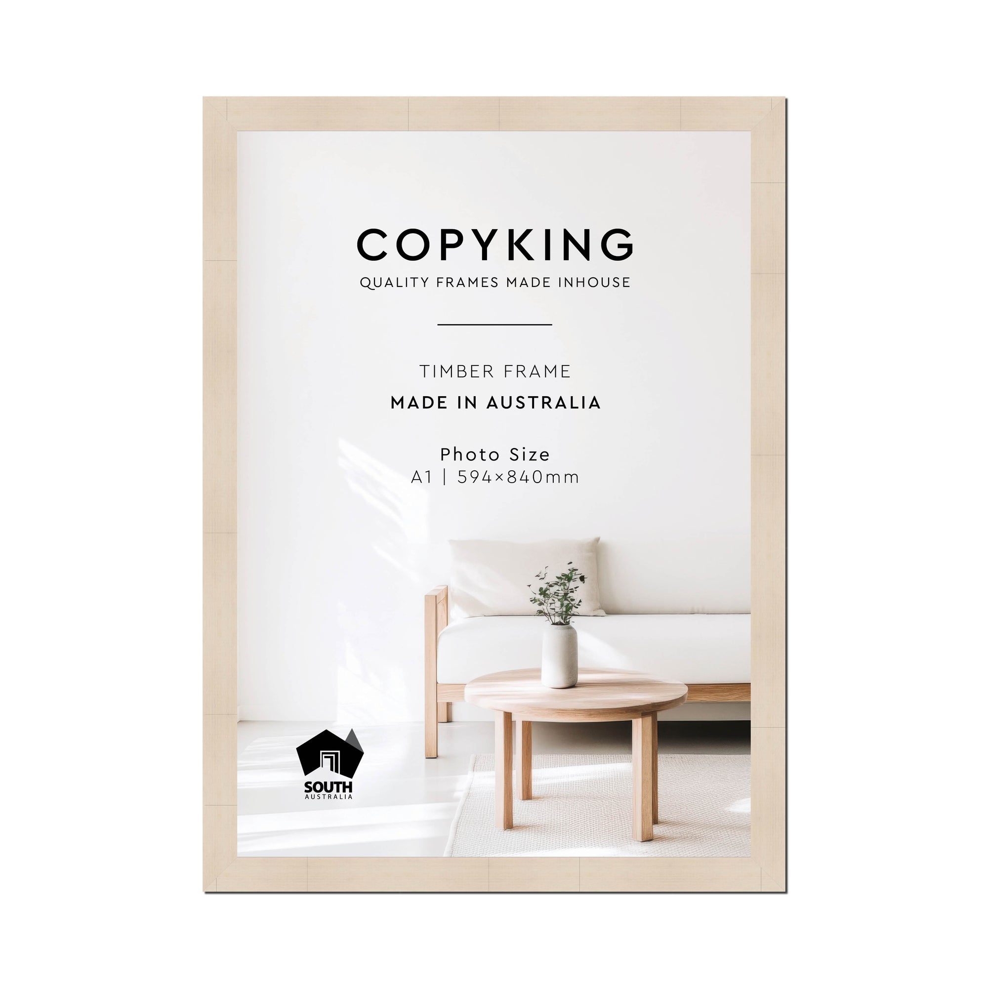 Grove White Lime 40mm Wood Poster Frame - A1 (594mm x 840mm)