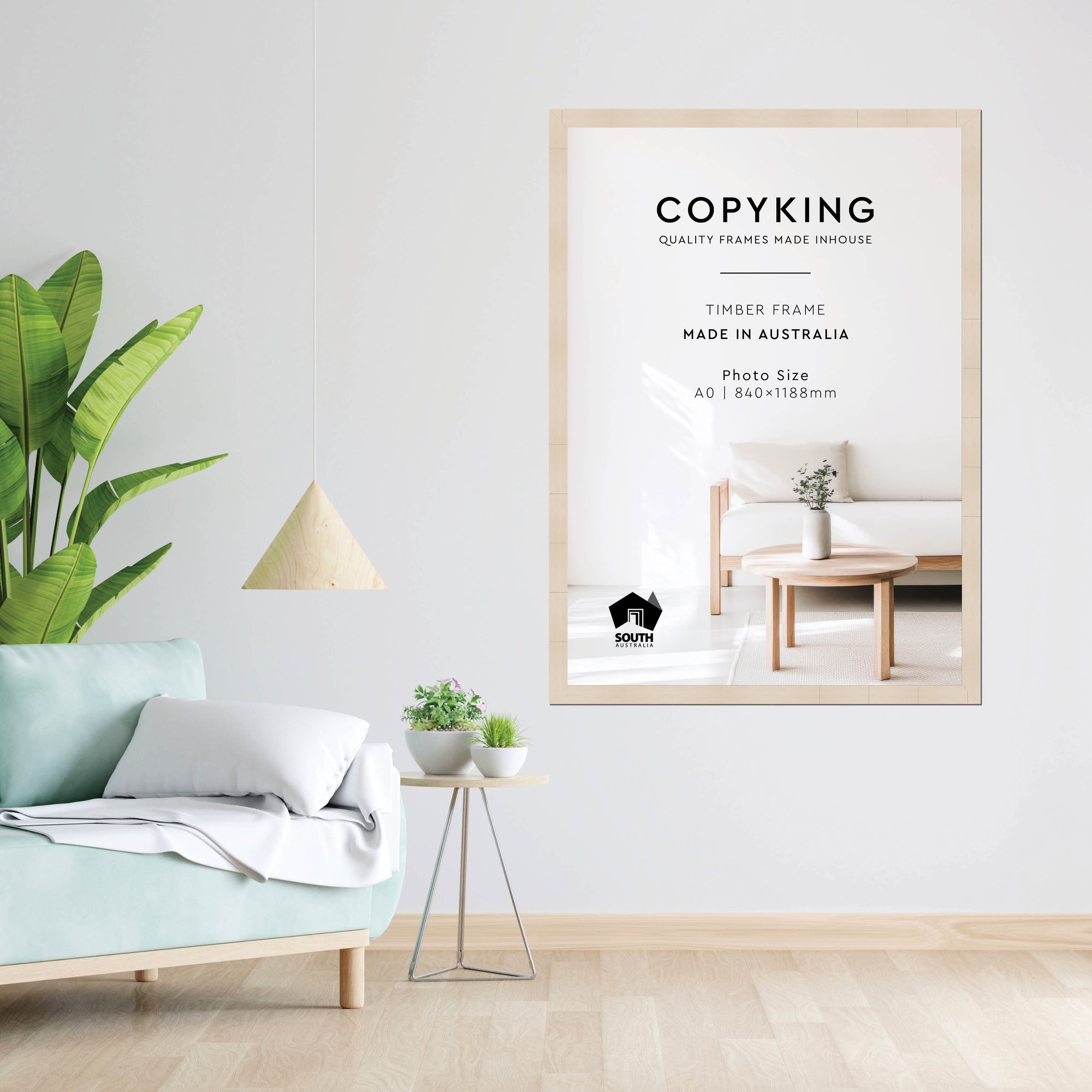 Grove White Lime 40mm Wood Poster Frame - A0 (840mm x 1188mm)
