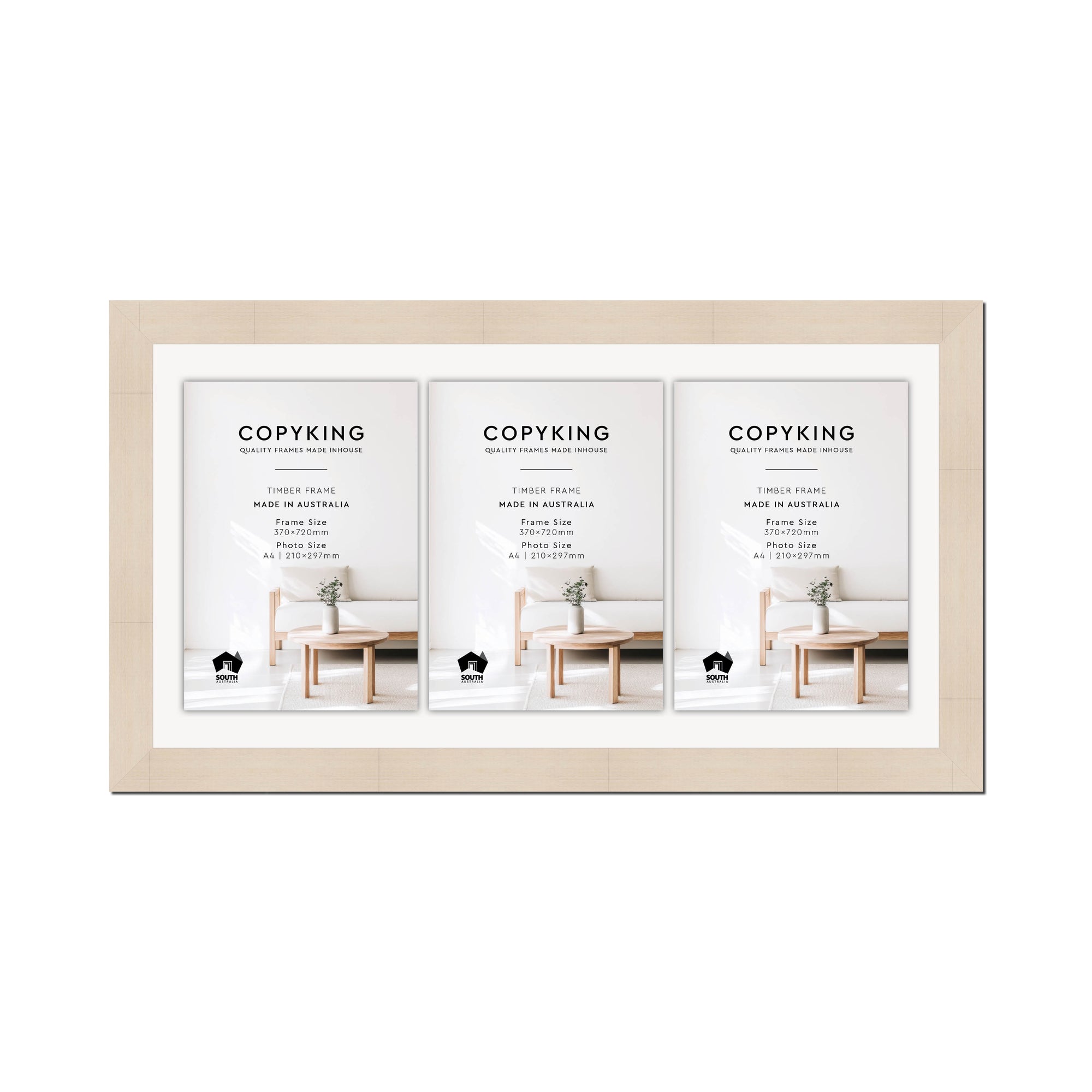 Grove White Lime 40mm Wood Certificate Frame - 370mm x 720mm - 3 Certificates (A4)