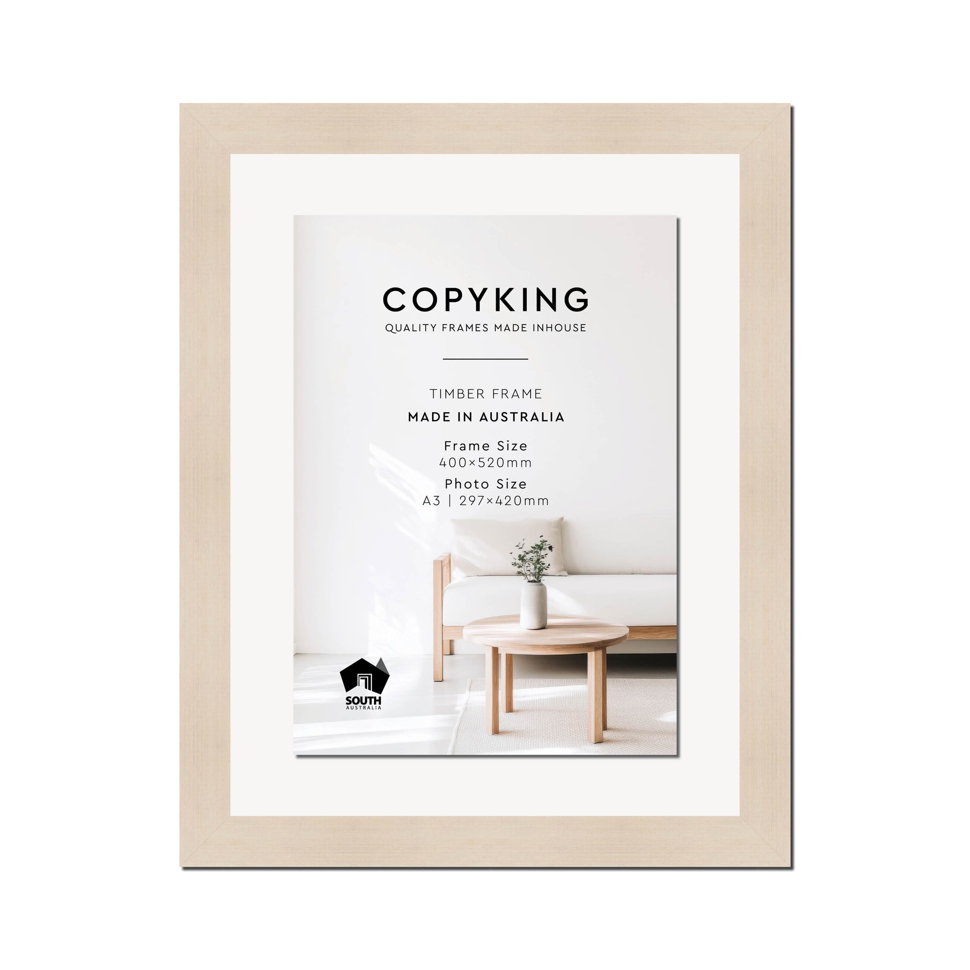 Grove White Lime 40mm Wood Certificate Frame - 400mm x 520mm - 1 Certificates (A3)