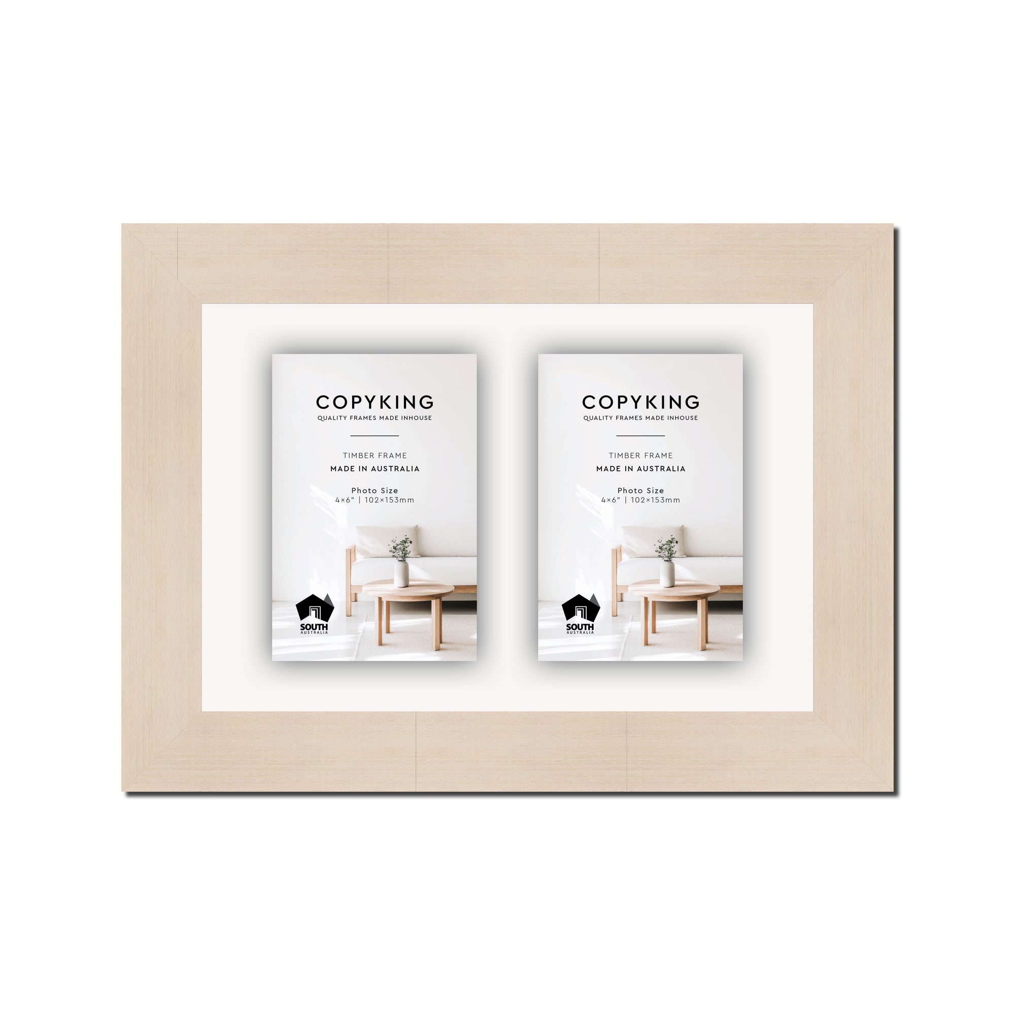 Grove White Lime 40mm Wood Collage Photo Frame - 8" x 12" - 2 Photos (4" x 6")