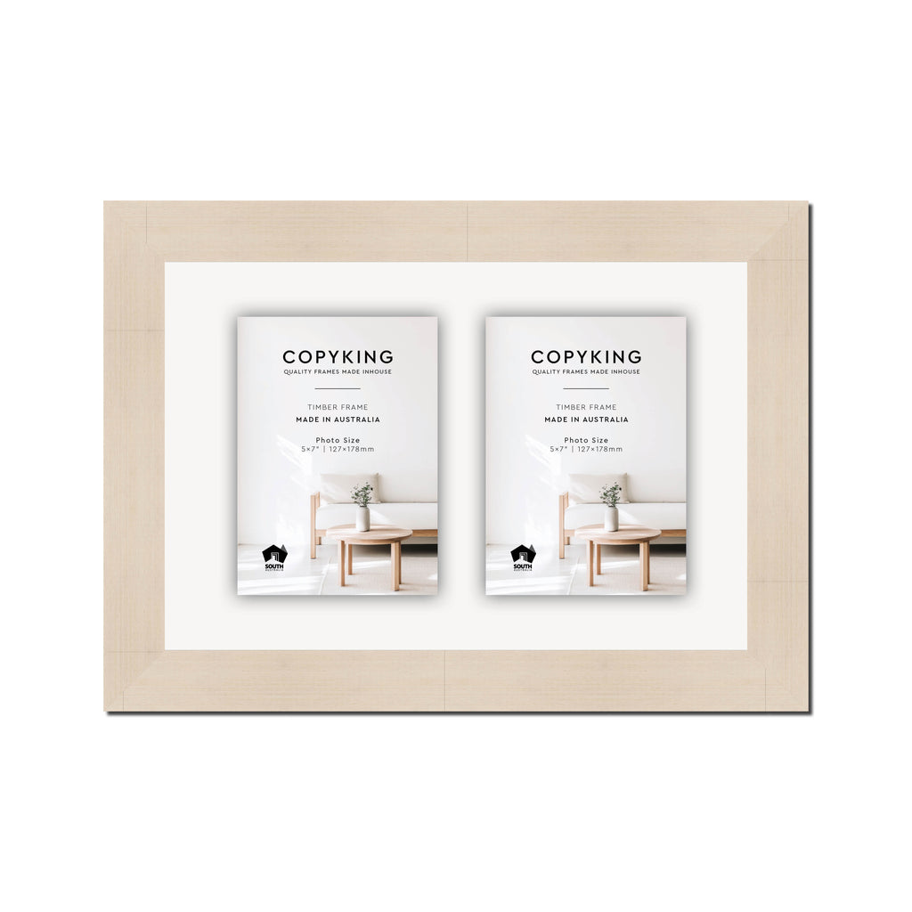 Grove White Lime 40mm Wood Collage Photo Frame - 10" x 15" - 2 Photos (5" x 7")