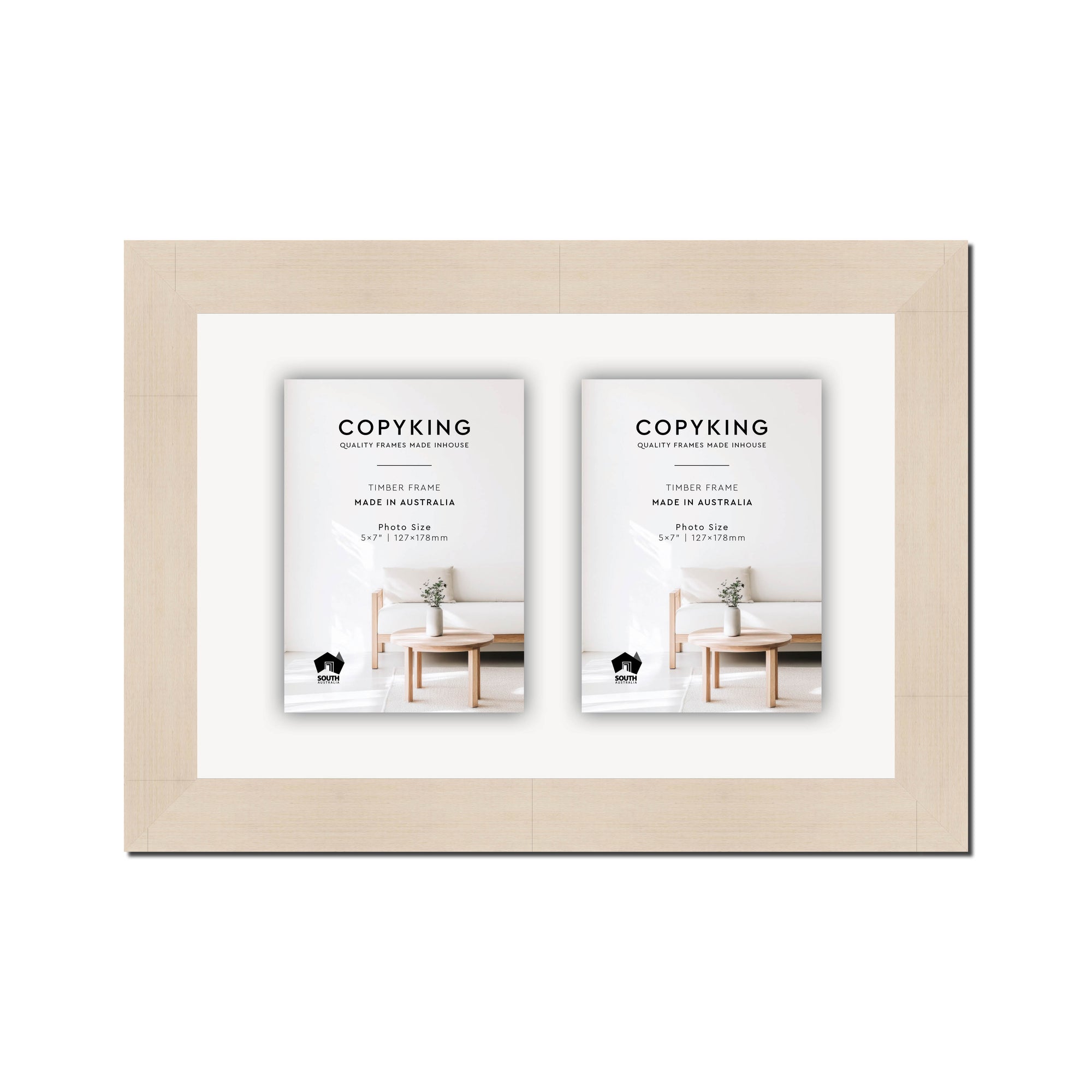 Grove White Lime 40mm Wood Collage Photo Frame - 10" x 15" - 2 Photos (5" x 7")
