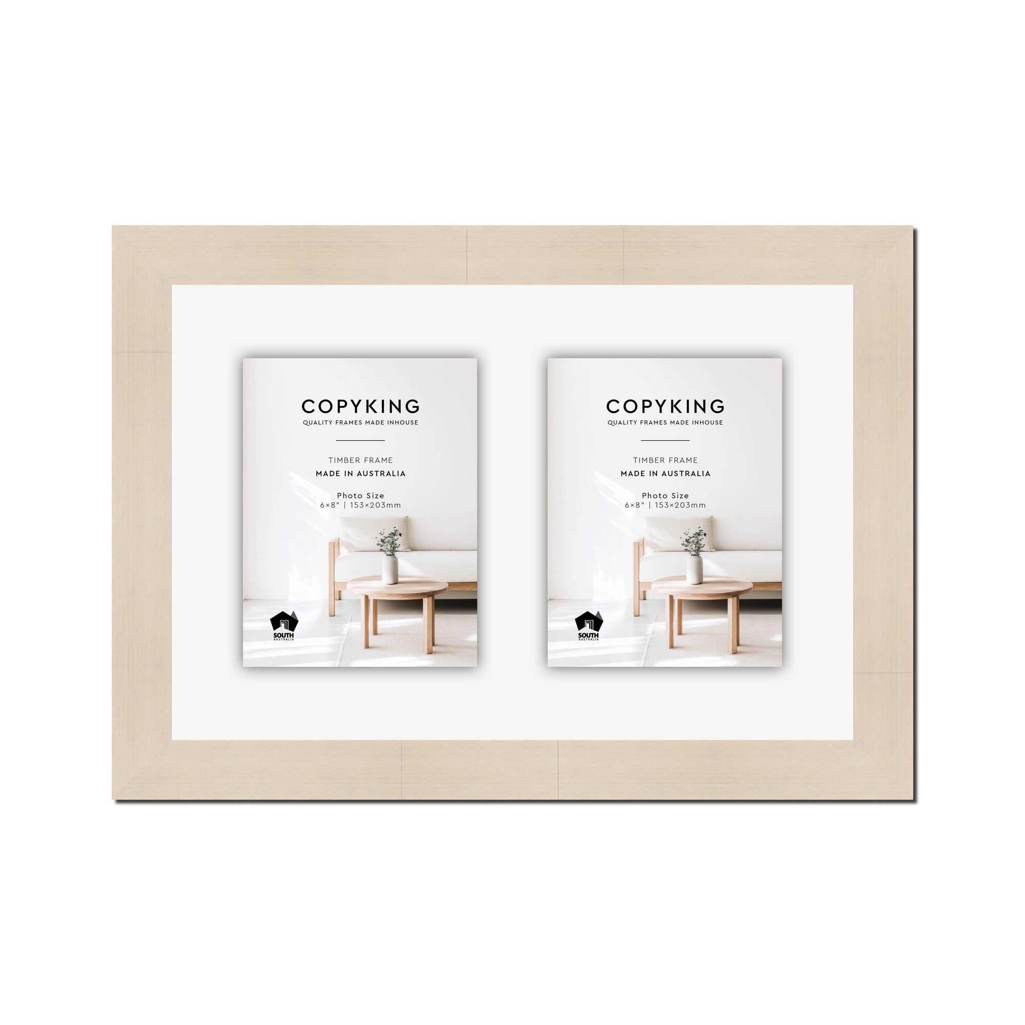 Grove White Lime 40mm Wood Collage Photo Frame - 12" x 18" - 2 Photos (6" x 8")