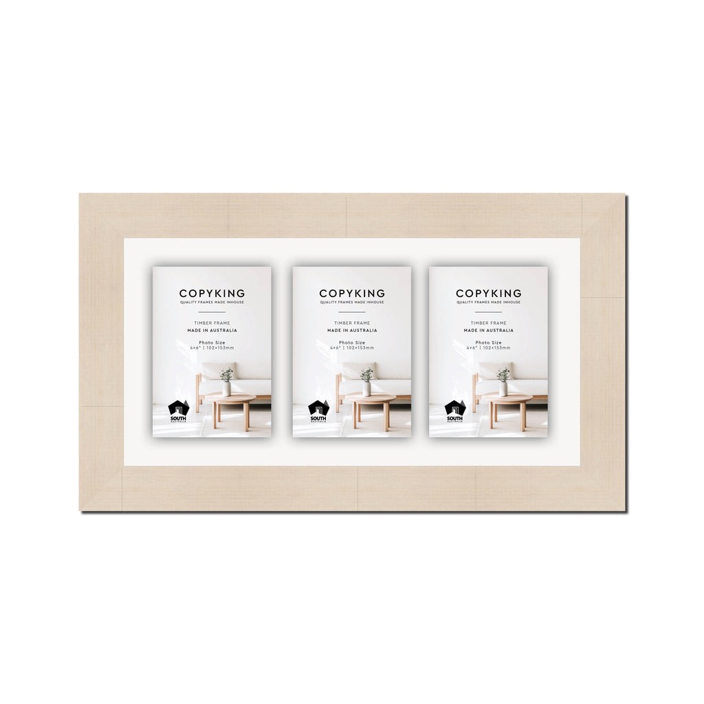 Grove White Lime 40mm Wood Collage Photo Frame - 8" x 16" - 3 Photos (4" x 6")