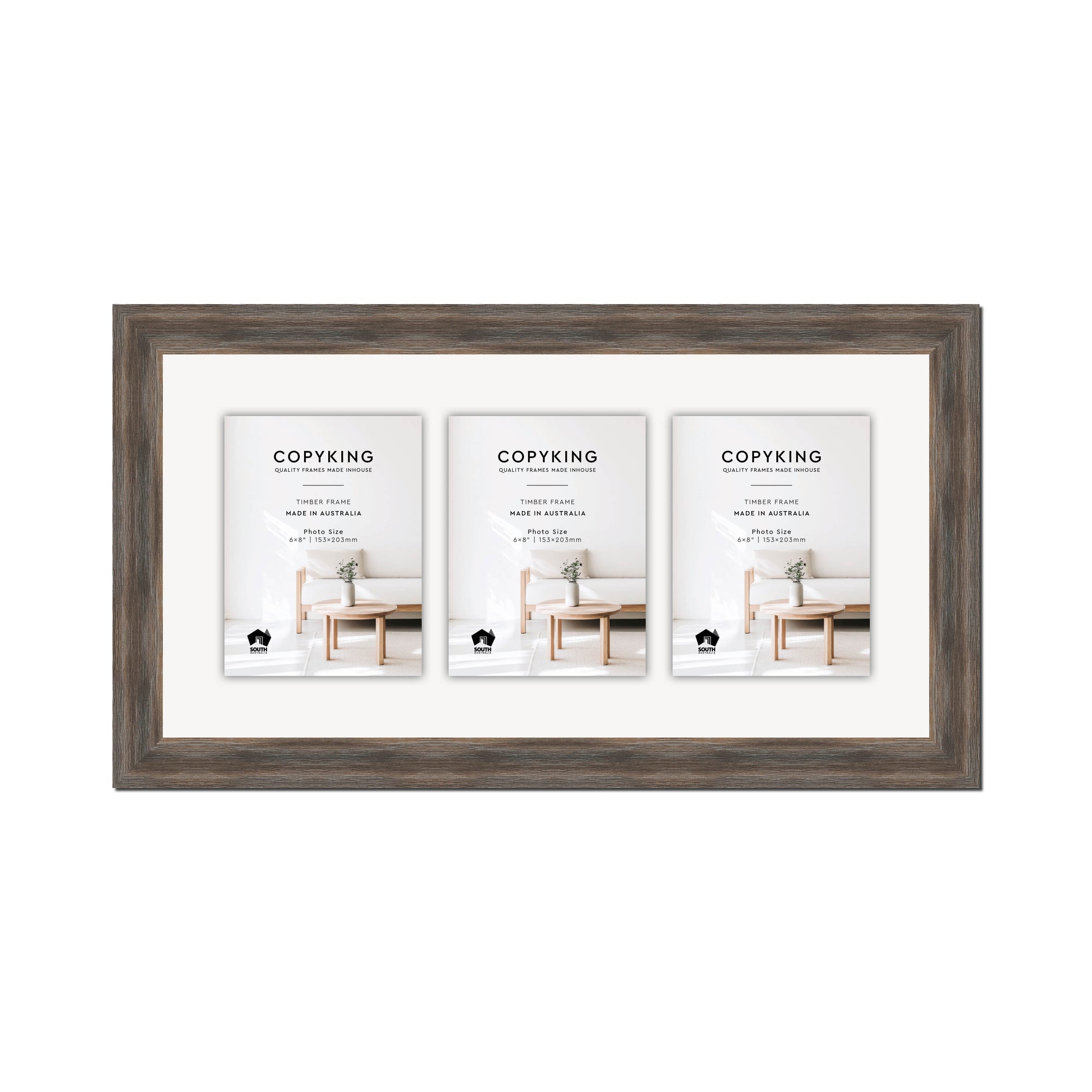 Homestead Brown 40mm Wood Collage Photo Frame - 12" x 24" - 3 Photos (6" x 8")