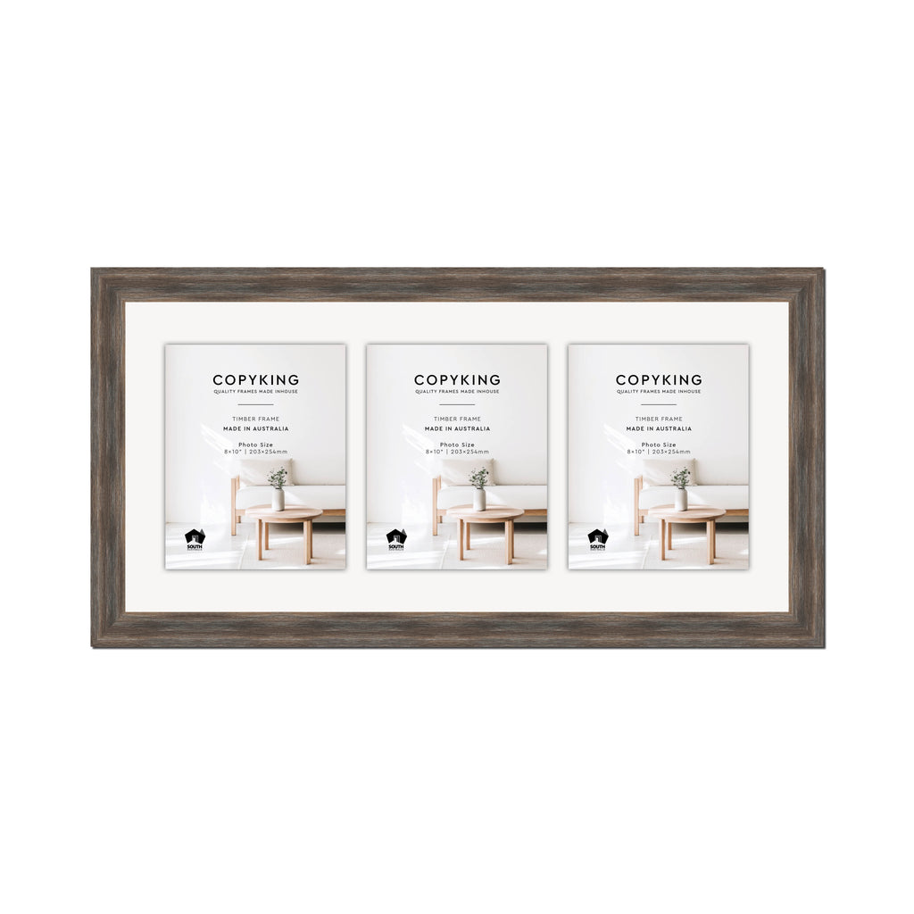Homestead Brown 40mm Wood Collage Photo Frame - 14" x 30" - 3 Photos (8" x 10")