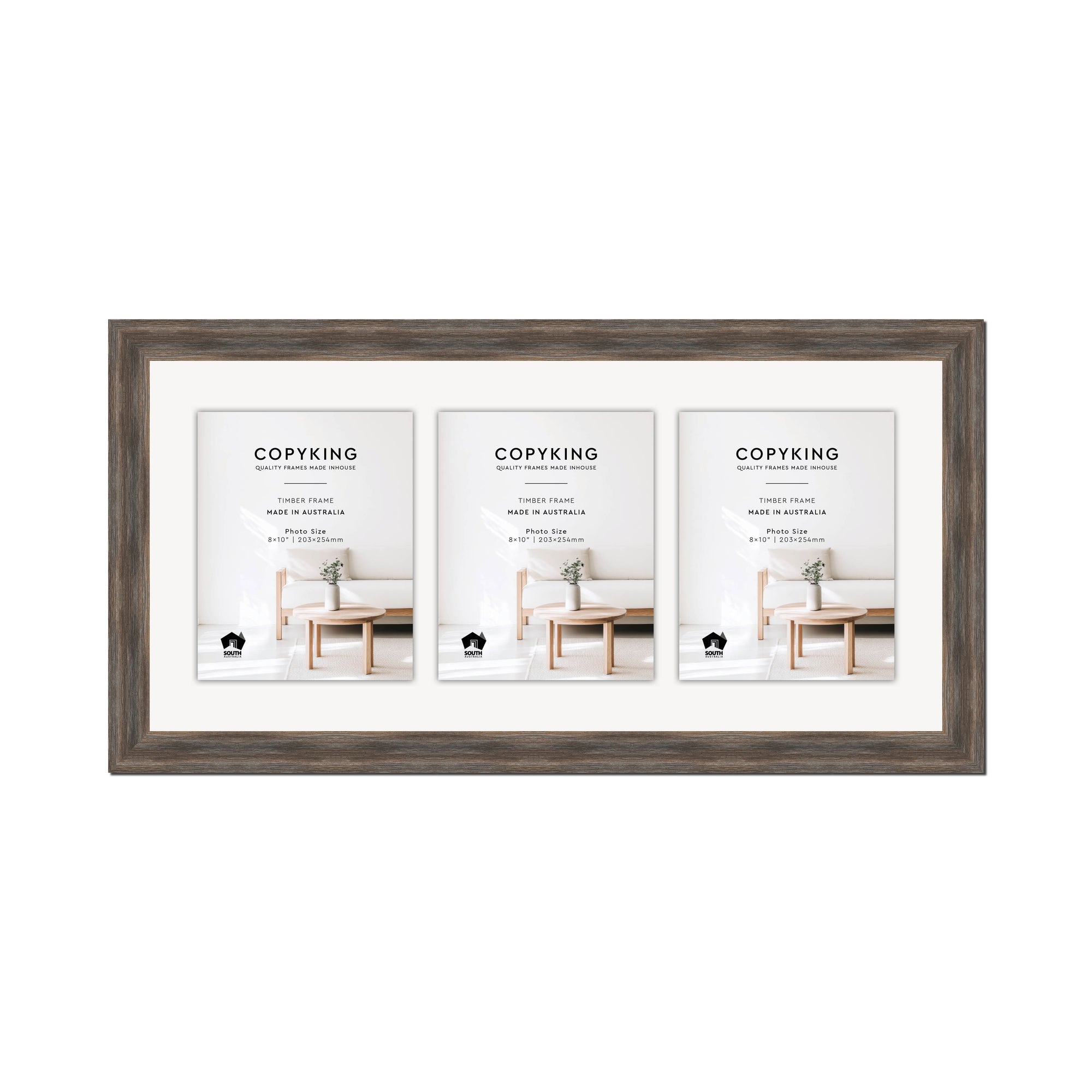 Homestead Brown 40mm Wood Collage Photo Frame - 14" x 30" - 3 Photos (8" x 10")
