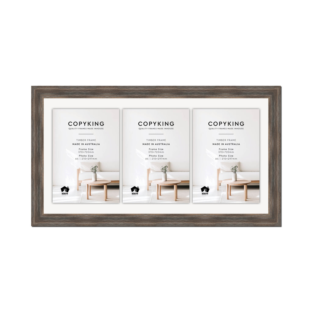 Homestead Brown 40mm Wood Certificate Frame - 370mm x 720mm - 3 Certificates (A4)