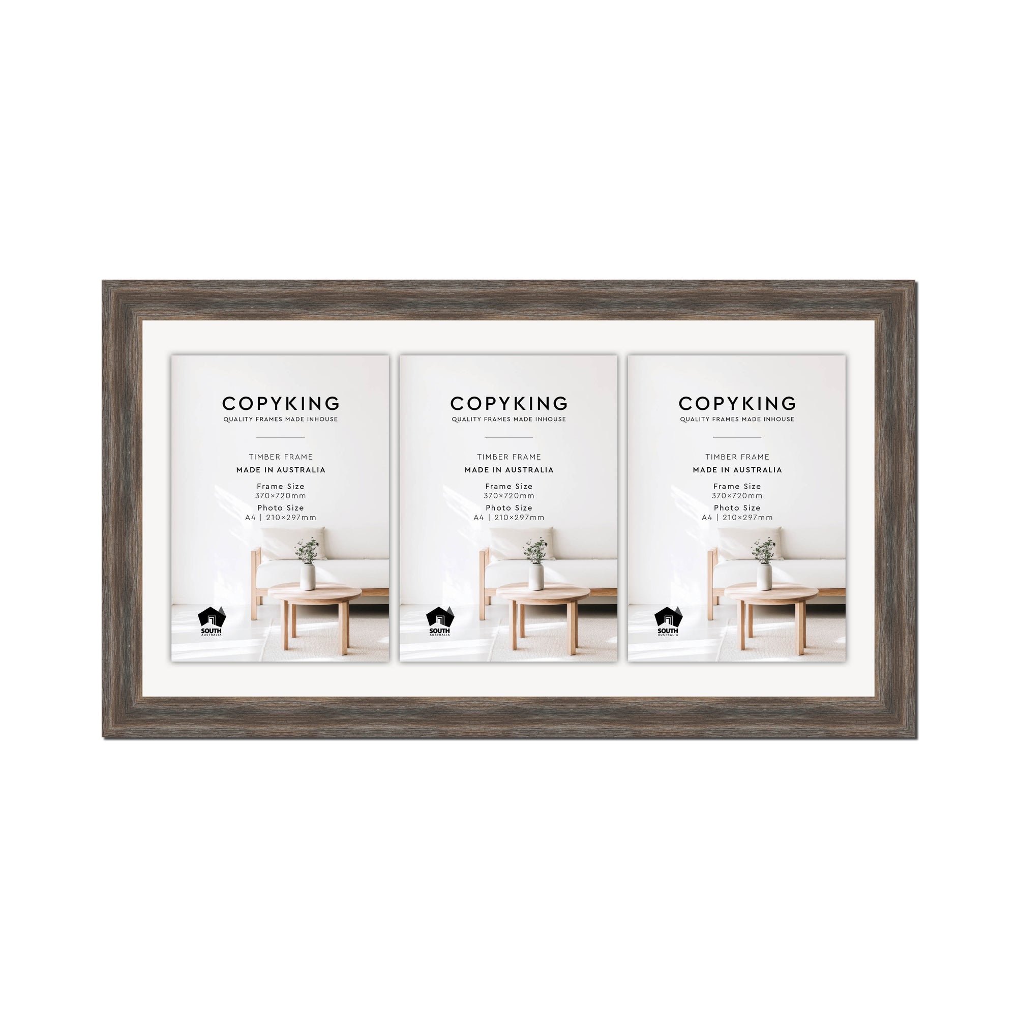 Homestead Brown 40mm Wood Certificate Frame - 370mm x 720mm - 3 Certificates (A4)