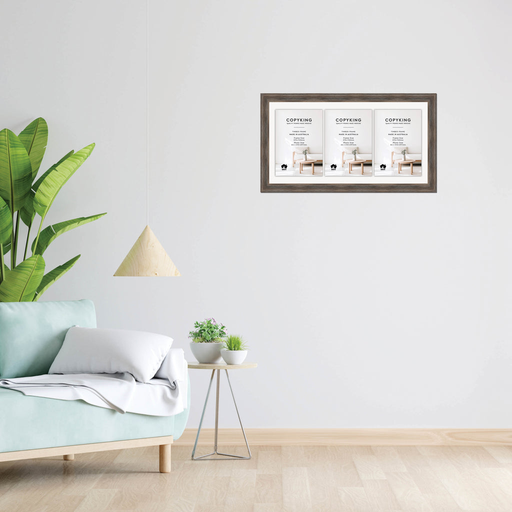 Homestead Brown 40mm Wood Certificate Frame - 370mm x 720mm - 3 Certificates (A4)