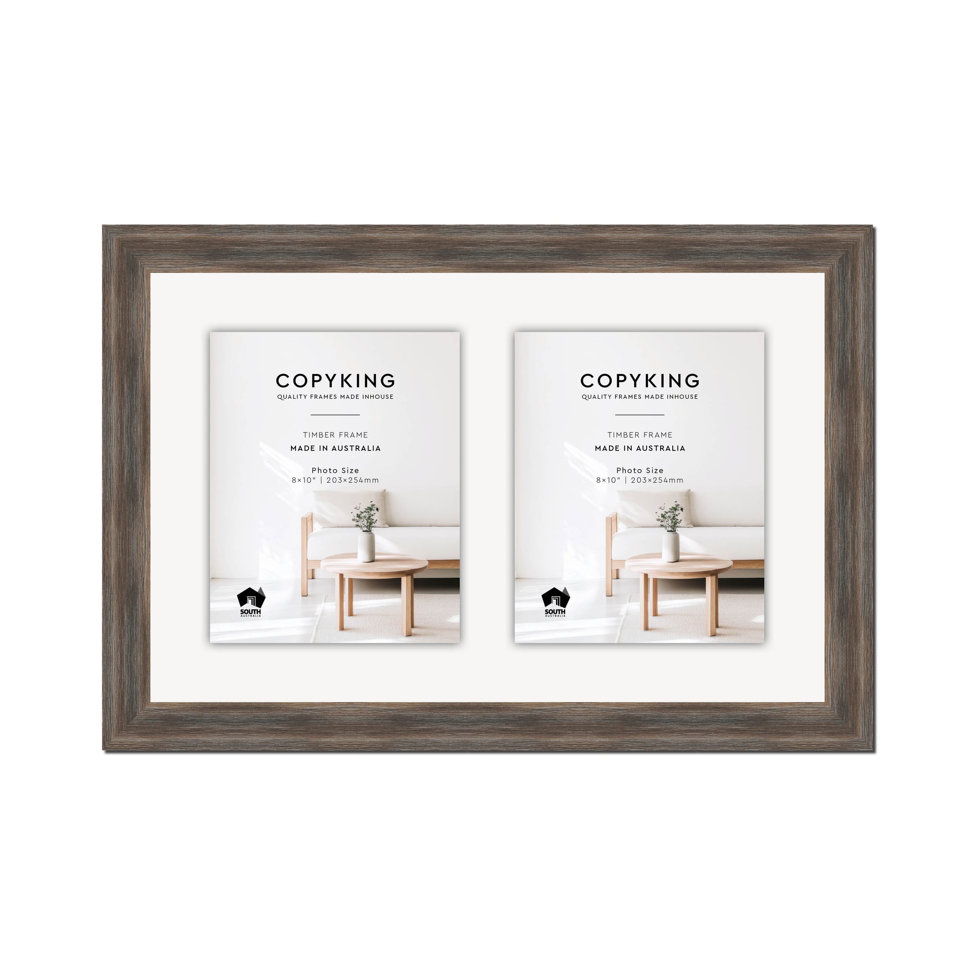 Homestead Brown 40mm Wood Collage Photo Frame - 14" x 22" - 2 Photos (8" x 10")