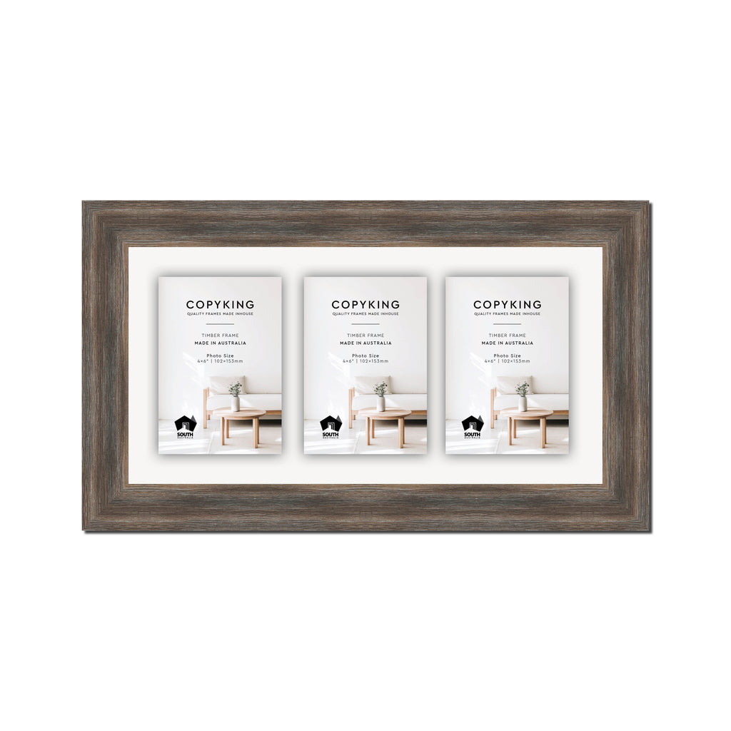 Homestead Brown 40mm Wood Collage Photo Frame - 8" x 16" - 3 Photos (4" x 6")